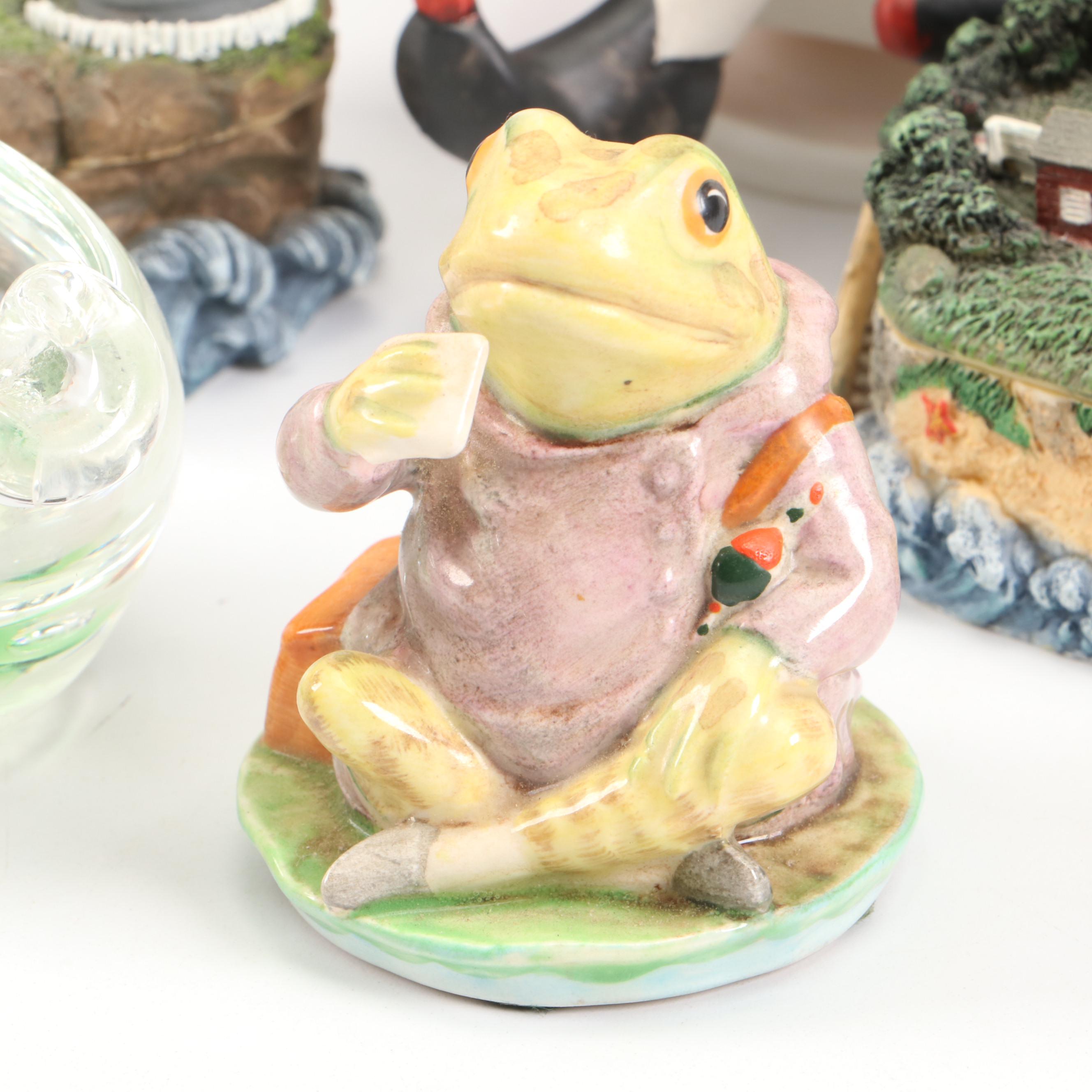 Holsted House Lighthouse Figurines, Beatrix Potter's "Mr. Jeremy Fisher" & More