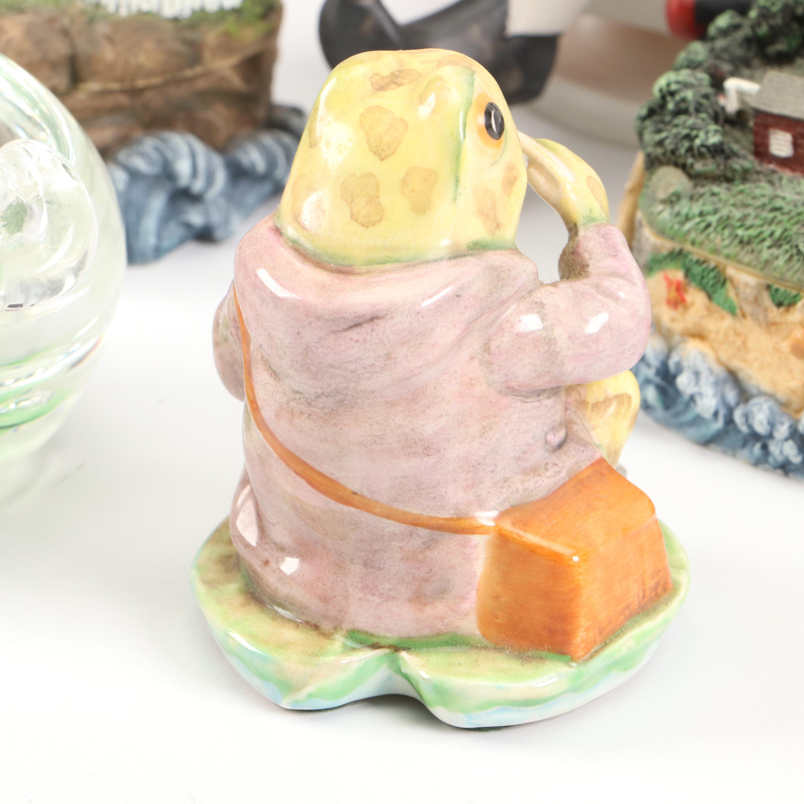 Holsted House Lighthouse Figurines, Beatrix Potter's "Mr. Jeremy Fisher" & More