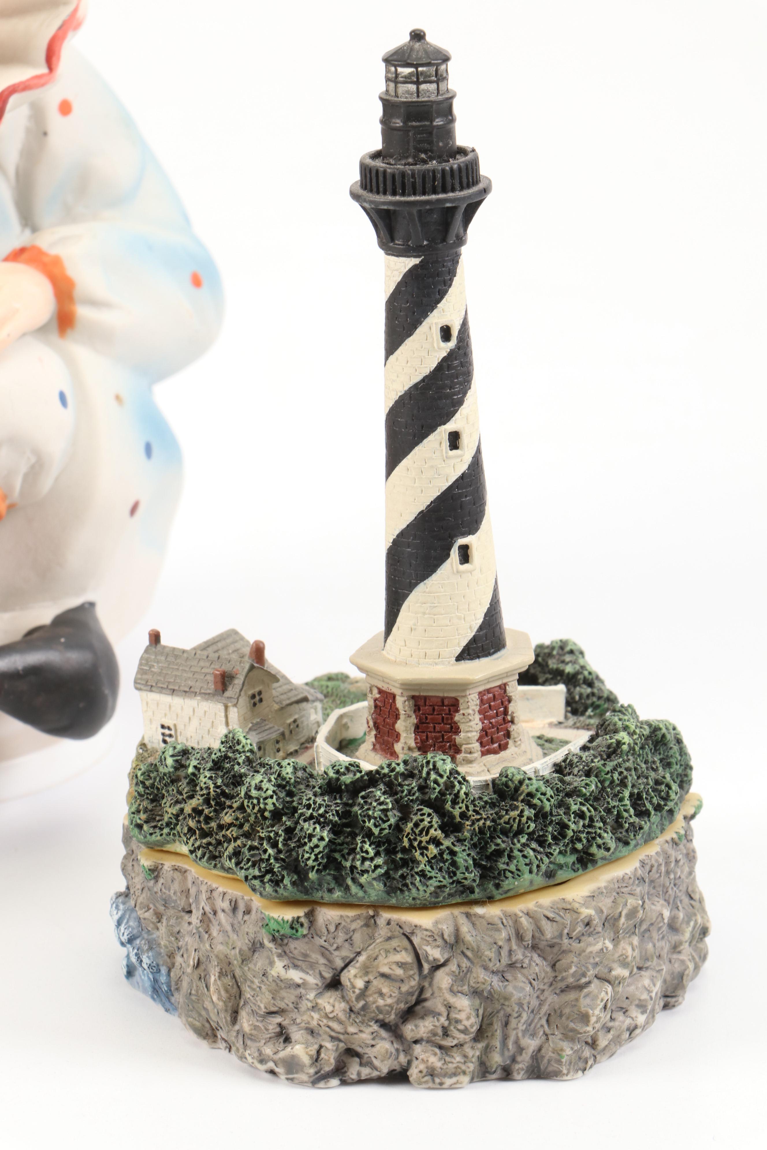 Holsted House Lighthouse Figurines, Beatrix Potter's "Mr. Jeremy Fisher" & More