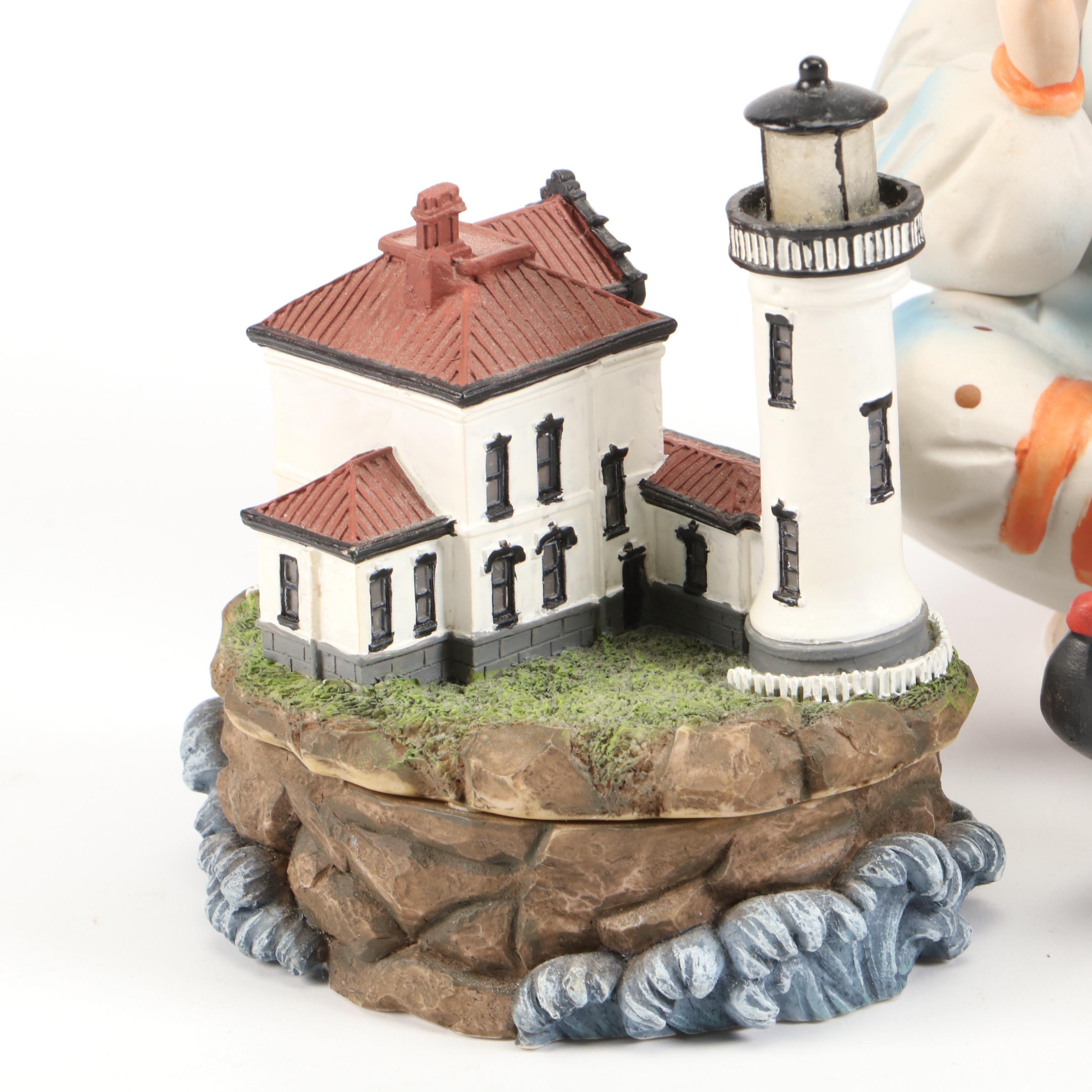 Holsted House Lighthouse Figurines, Beatrix Potter's "Mr. Jeremy Fisher" & More