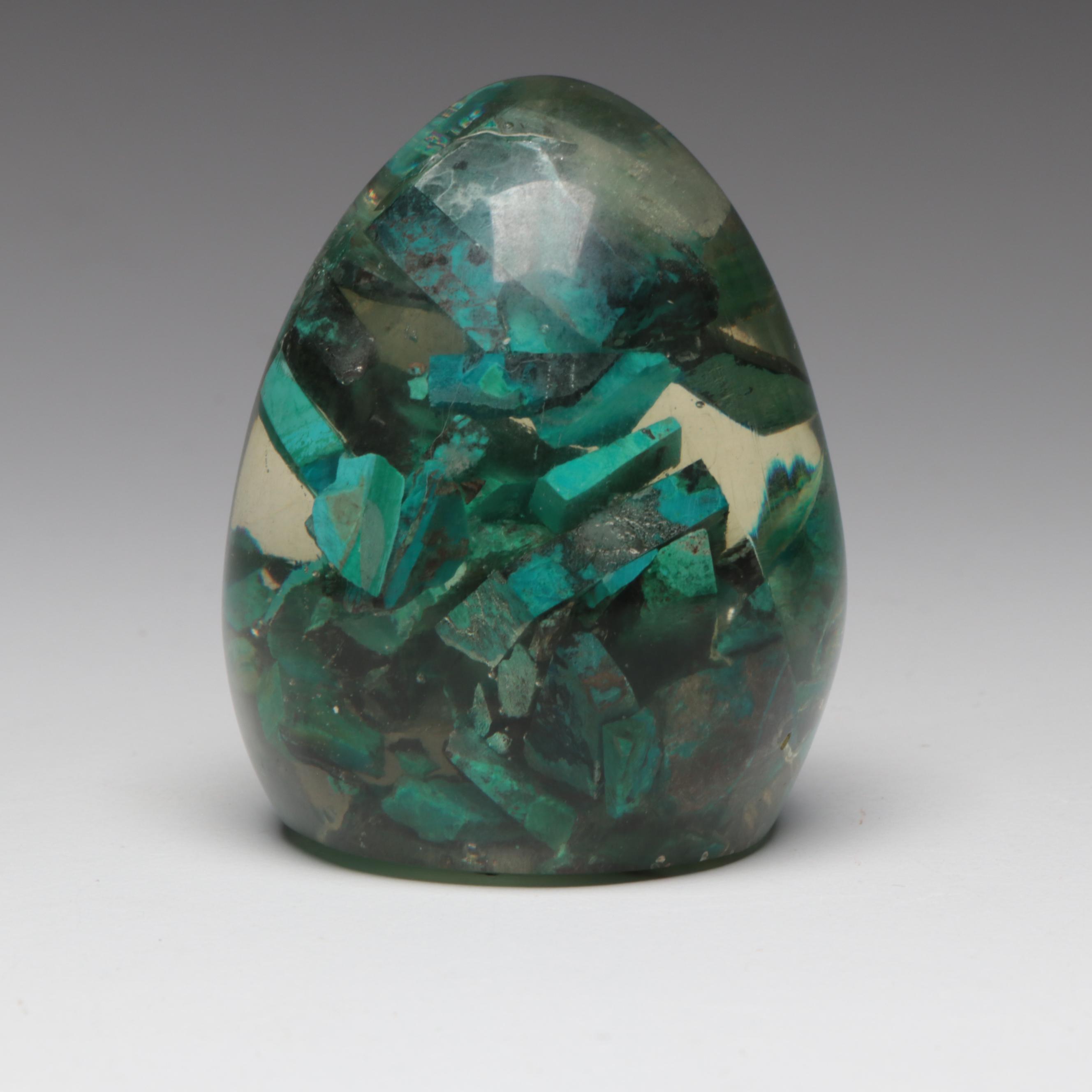 Resin and Eilat Stone Egg Paperweight