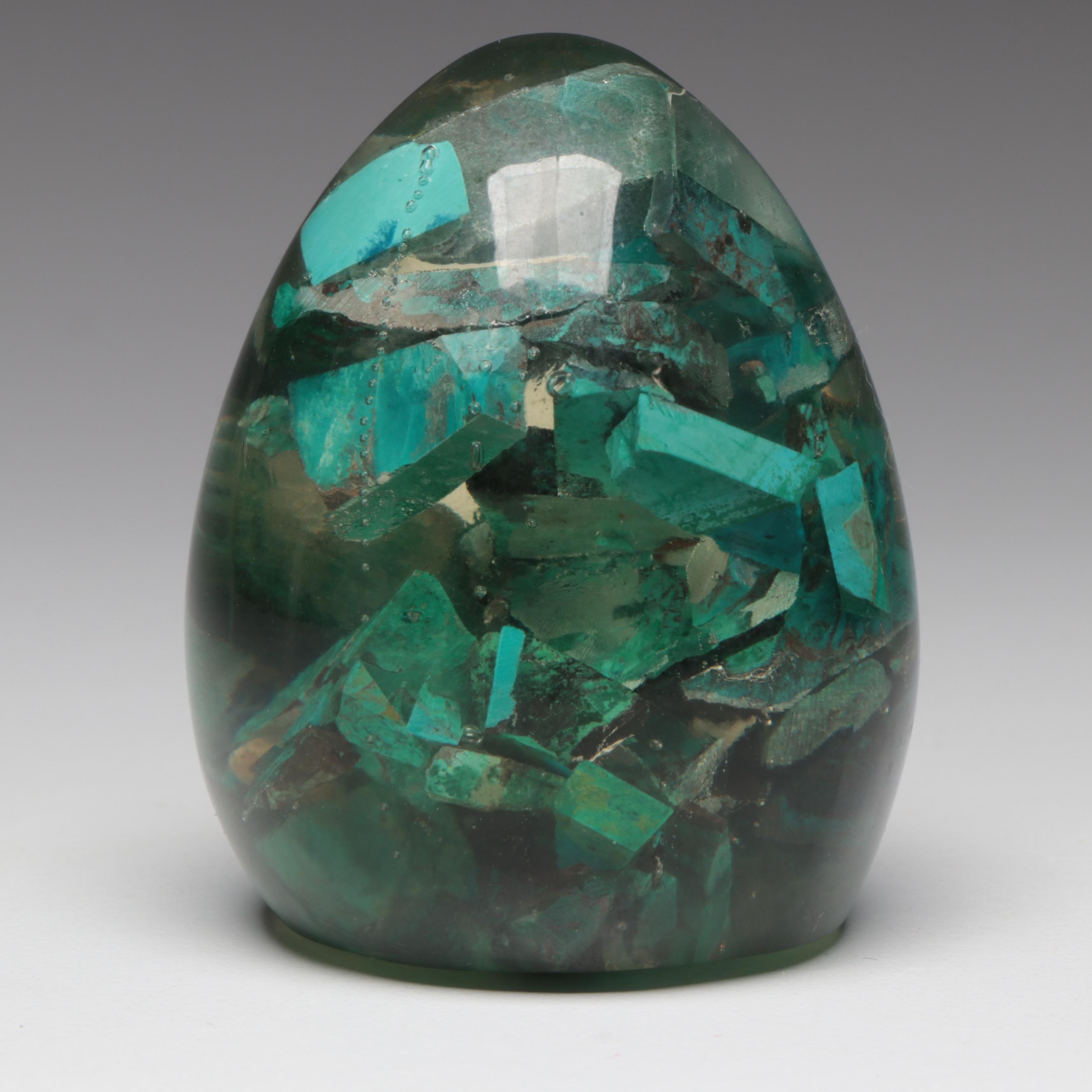 Resin and Eilat Stone Egg Paperweight