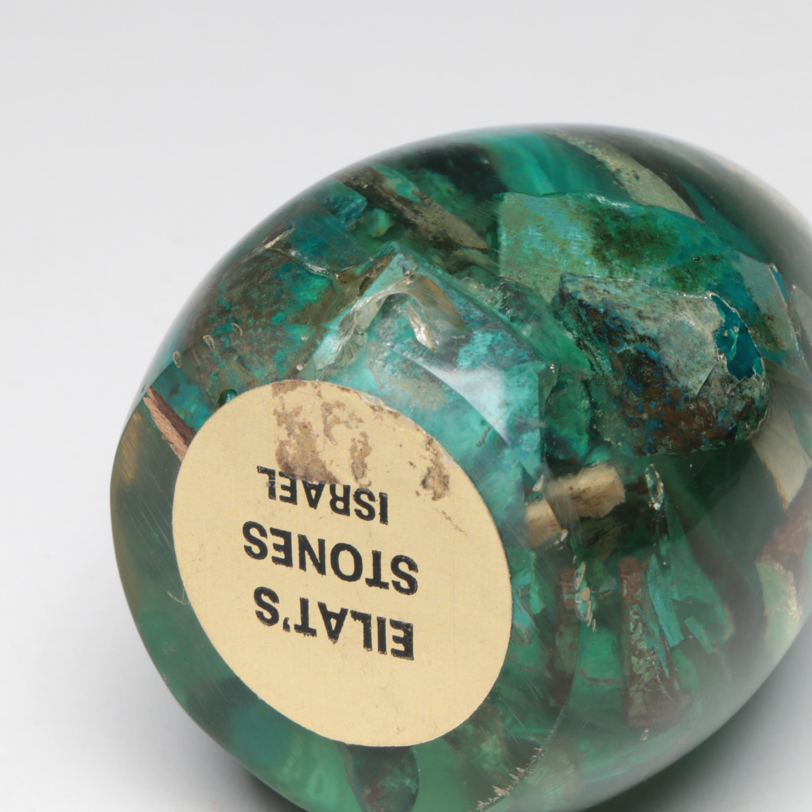 Resin and Eilat Stone Egg Paperweight