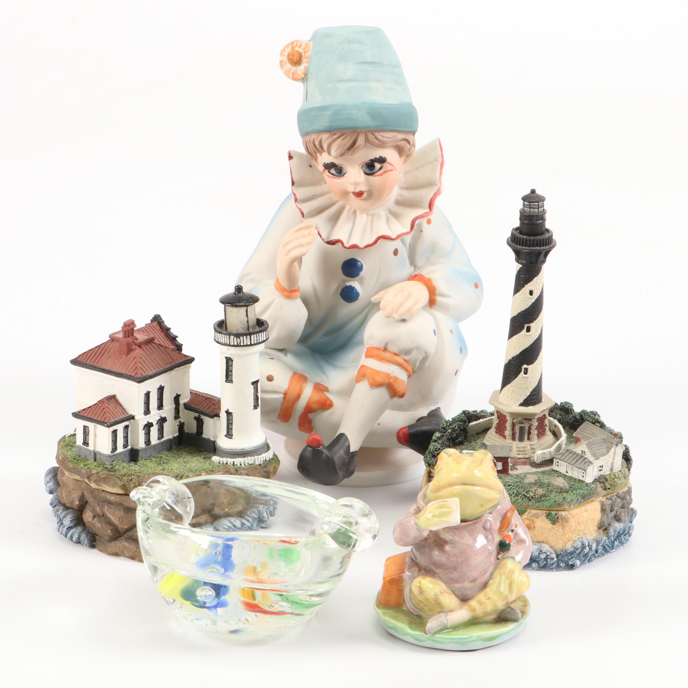 Holsted House Lighthouse Figurines, Beatrix Potter's "Mr. Jeremy Fisher" & More