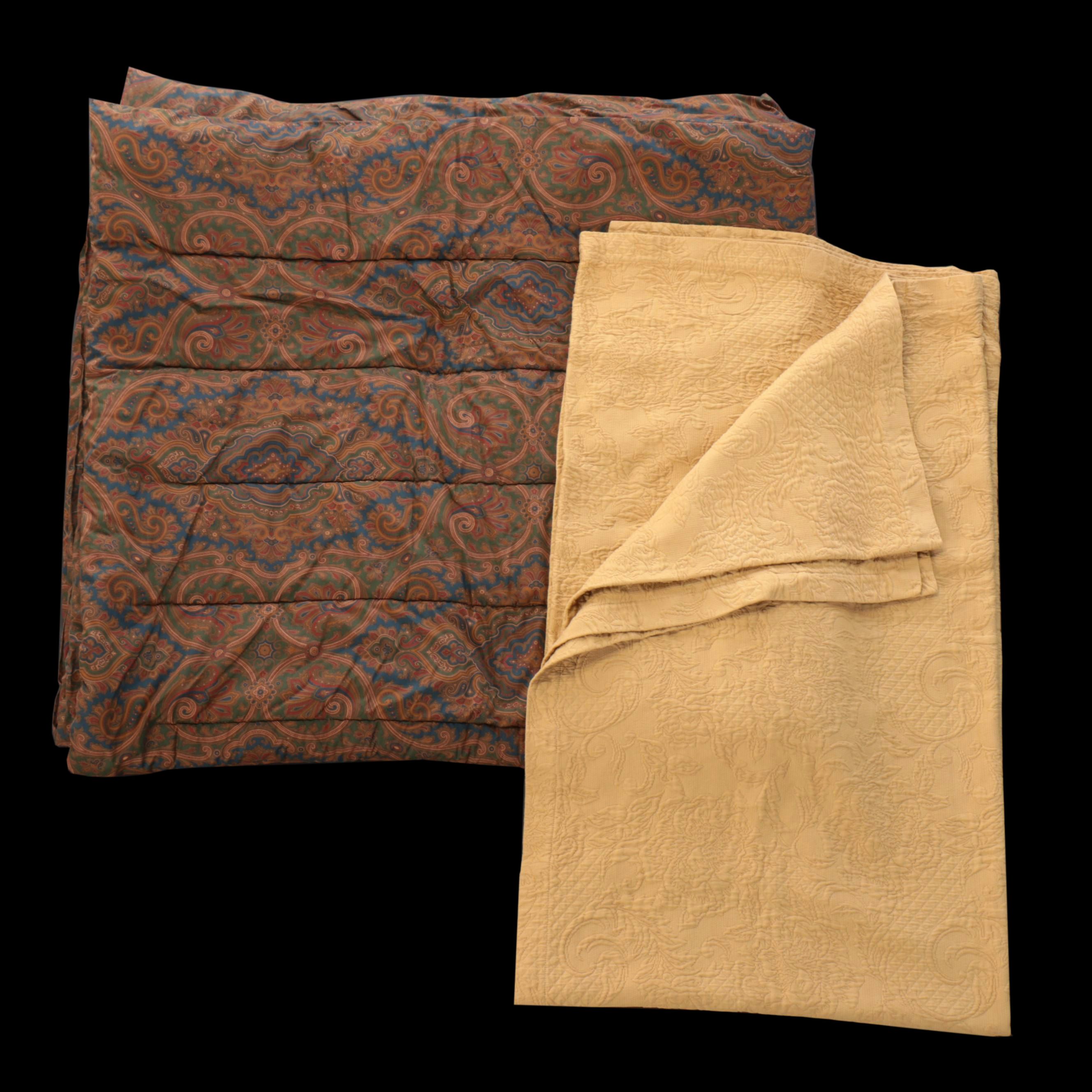 Ralph Lauren Full/Queen Size Comforter and Frontgate King Size Cotton Quilt