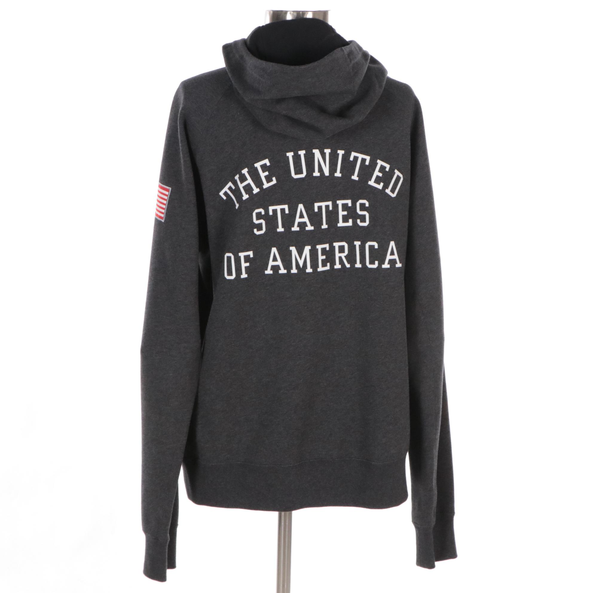 Men's Nike Tech Olympics Team USA Charcoal Grey Cotton Fleece-Lined Zip Jacket