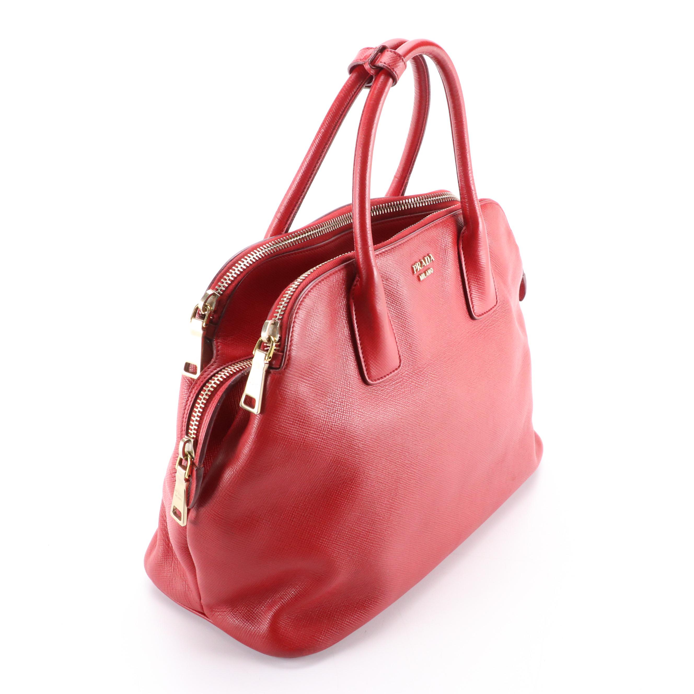 Prada Handbag in Red Saffiano Leather