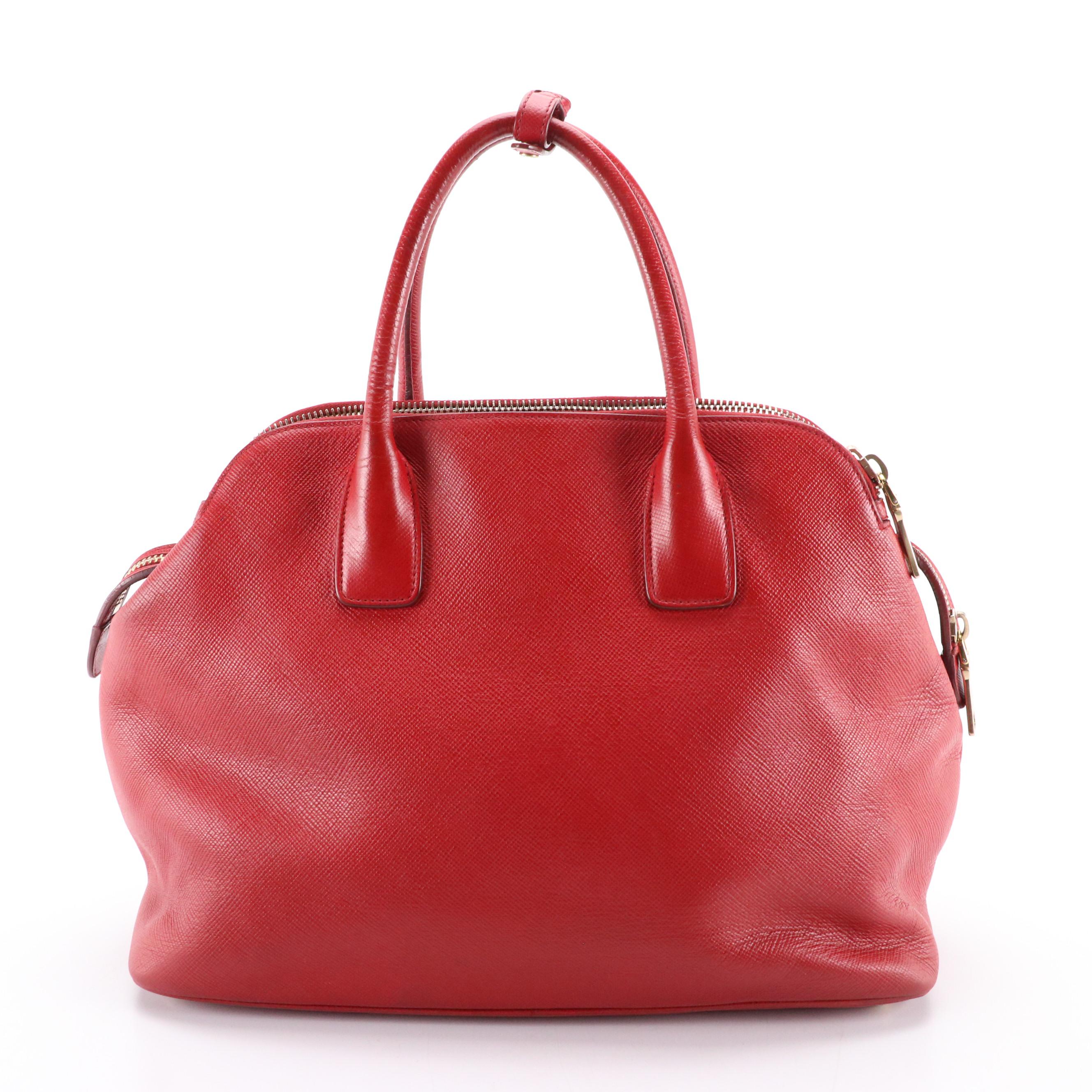 Prada Handbag in Red Saffiano Leather