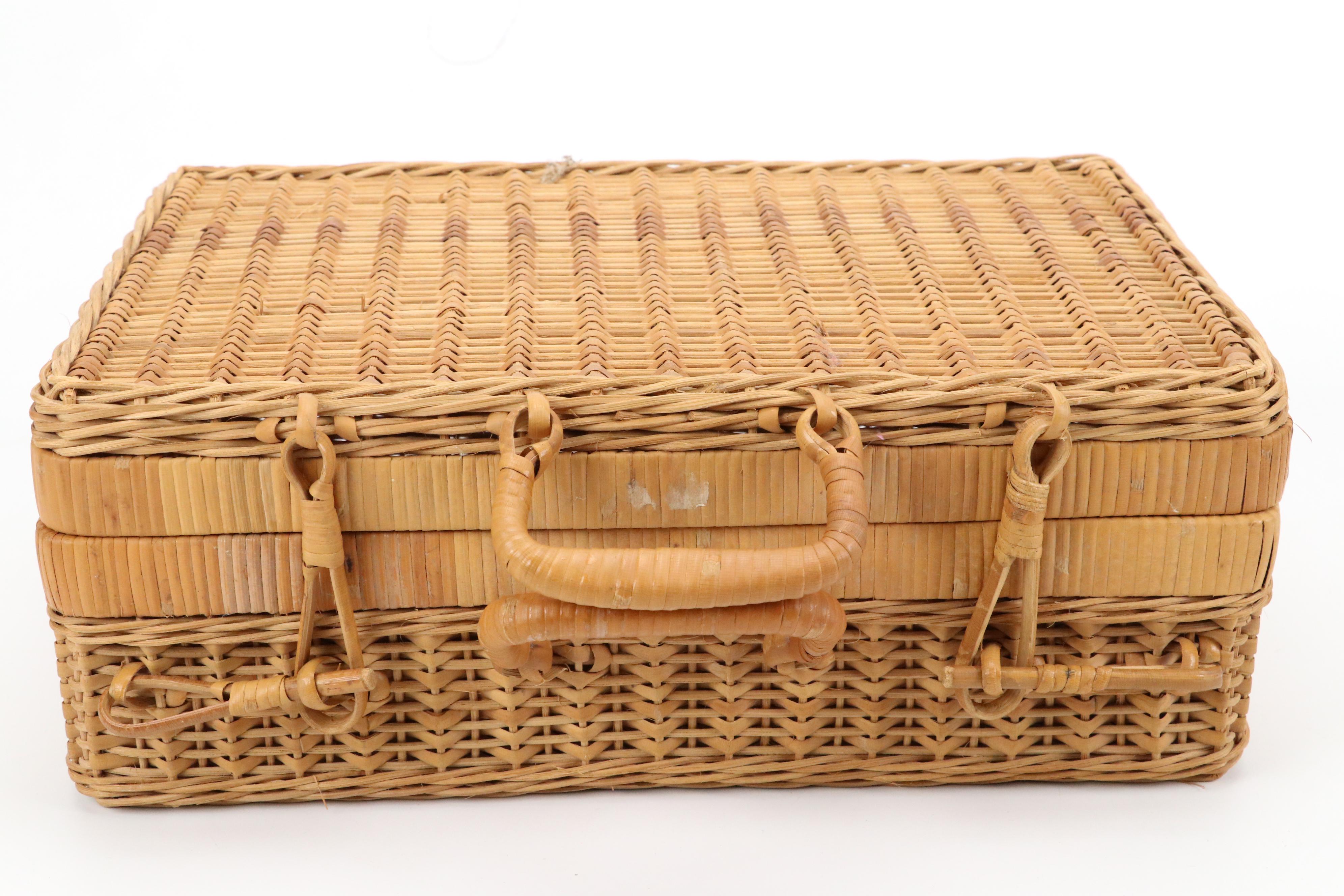 Heller Maximug Wicker Picnic Basket with Doll's Wood and Cast Iron Runner Sled