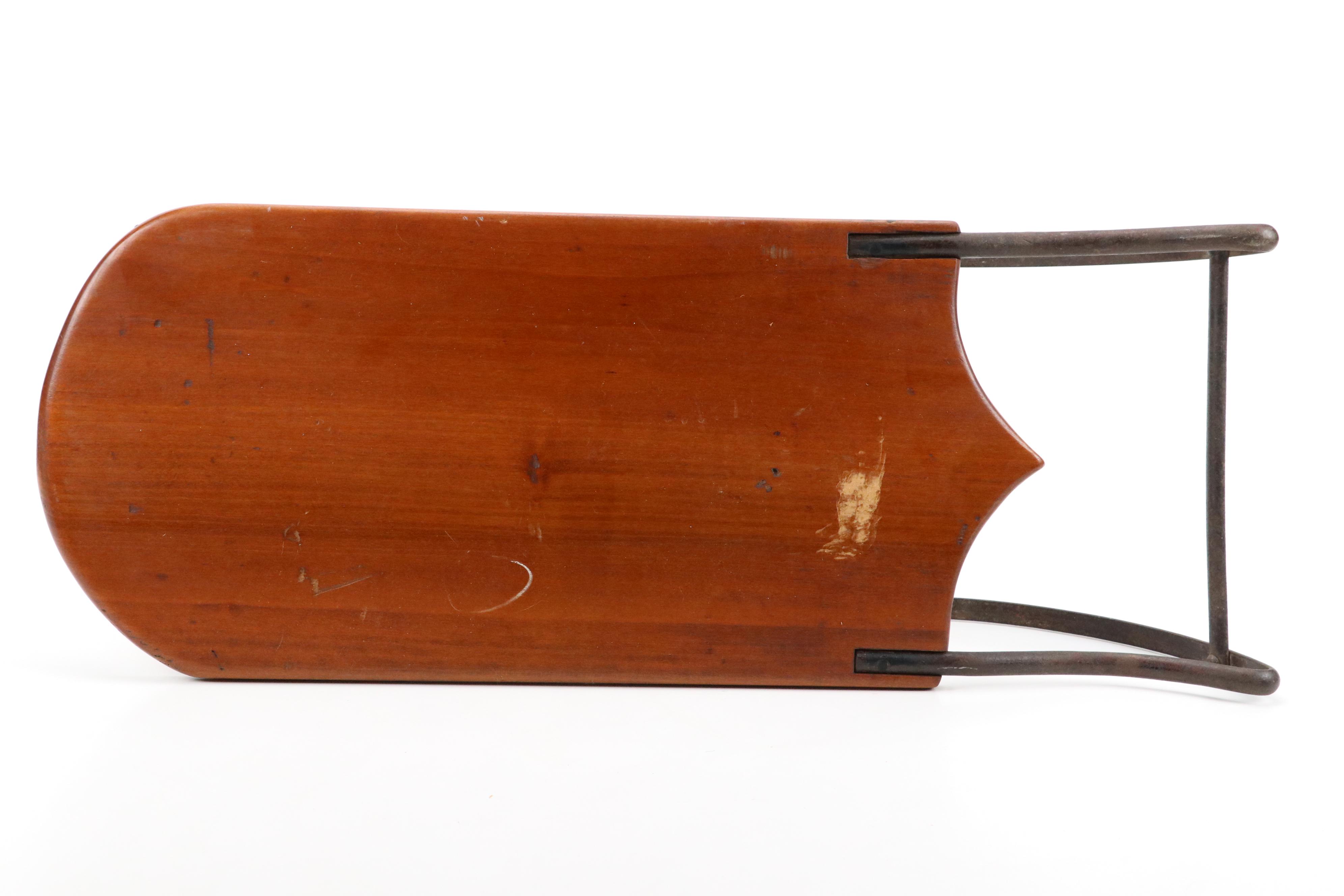 Heller Maximug Wicker Picnic Basket with Doll's Wood and Cast Iron Runner Sled