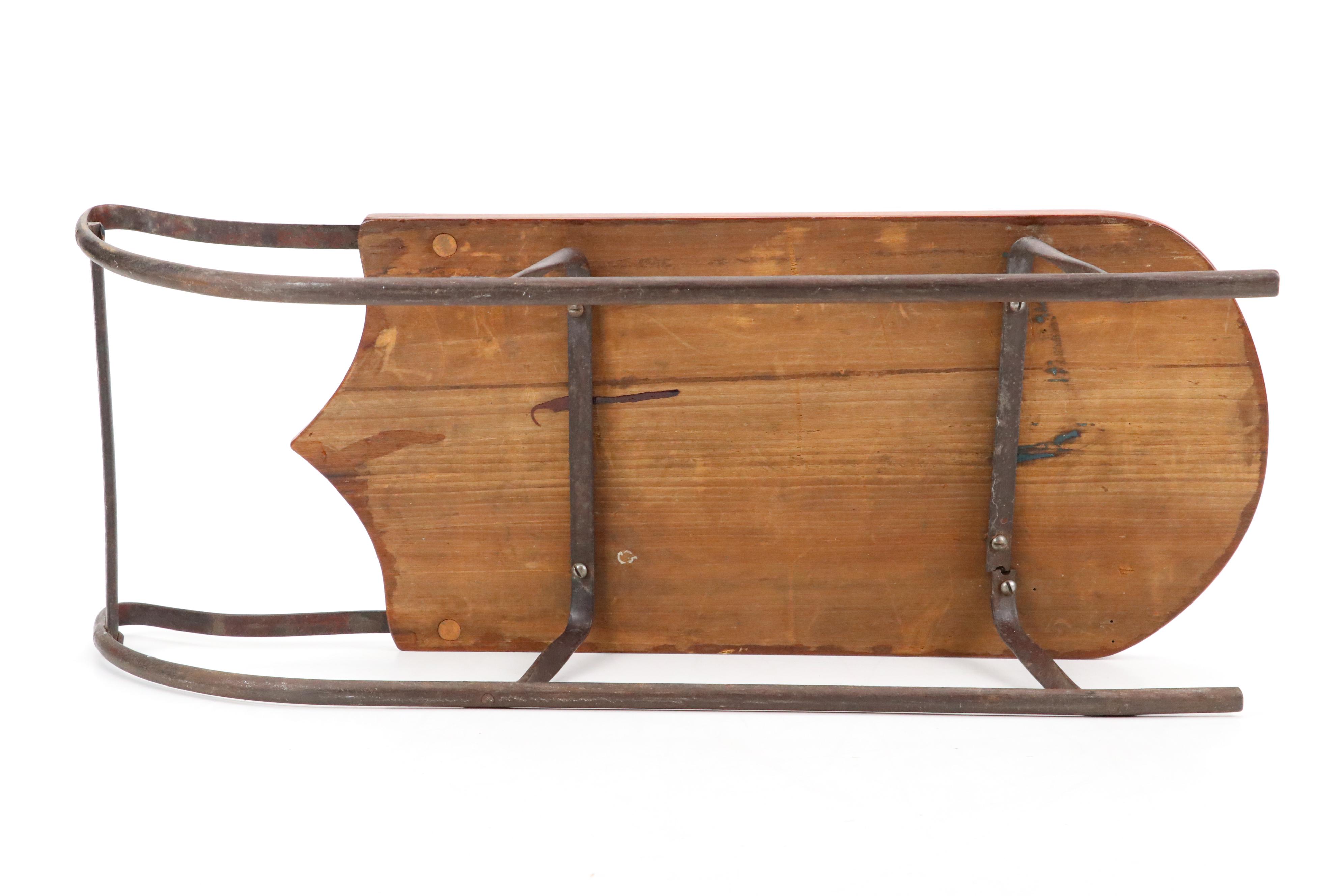 Heller Maximug Wicker Picnic Basket with Doll's Wood and Cast Iron Runner Sled