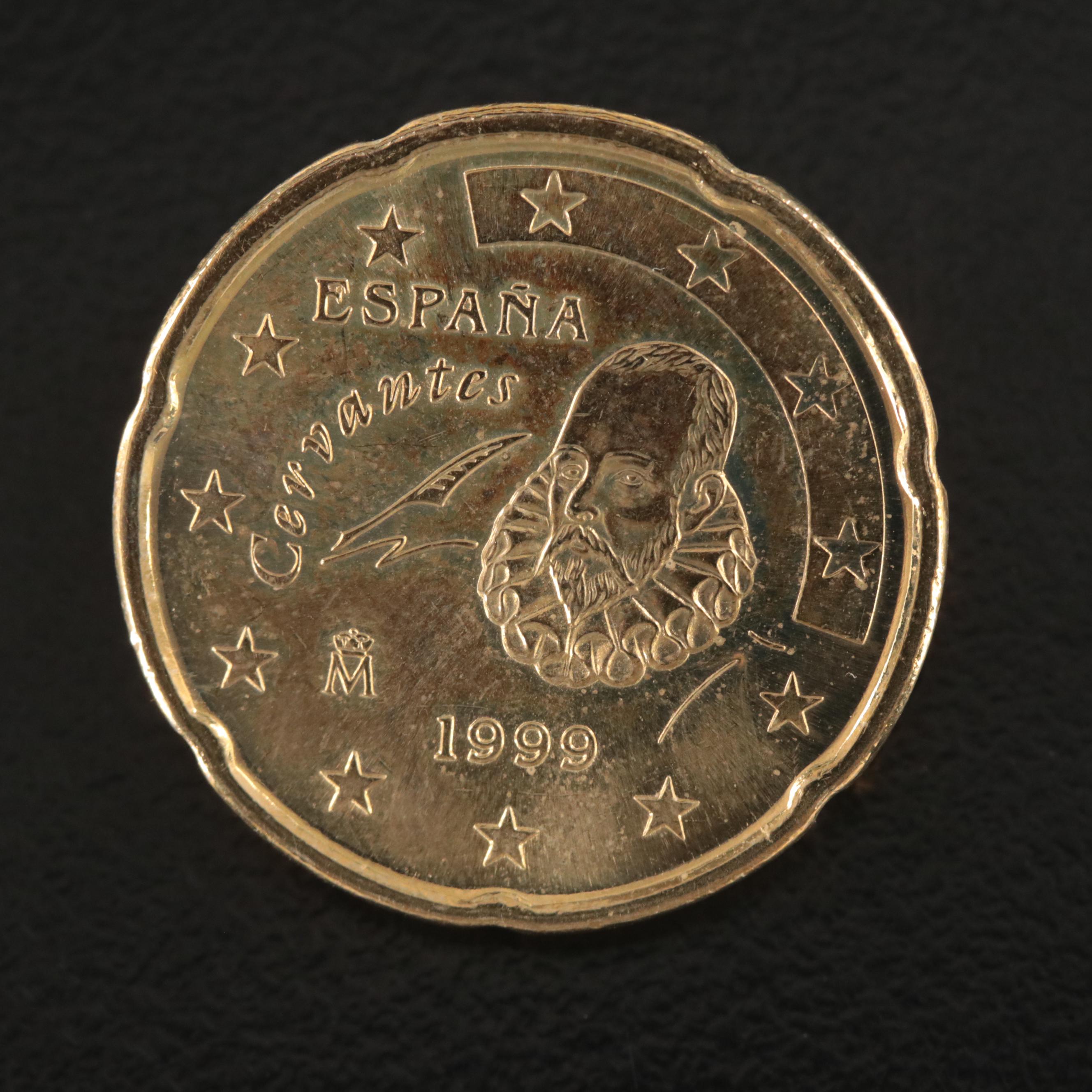 1999 France 20-Euro Cent Coin Pendant with 14K