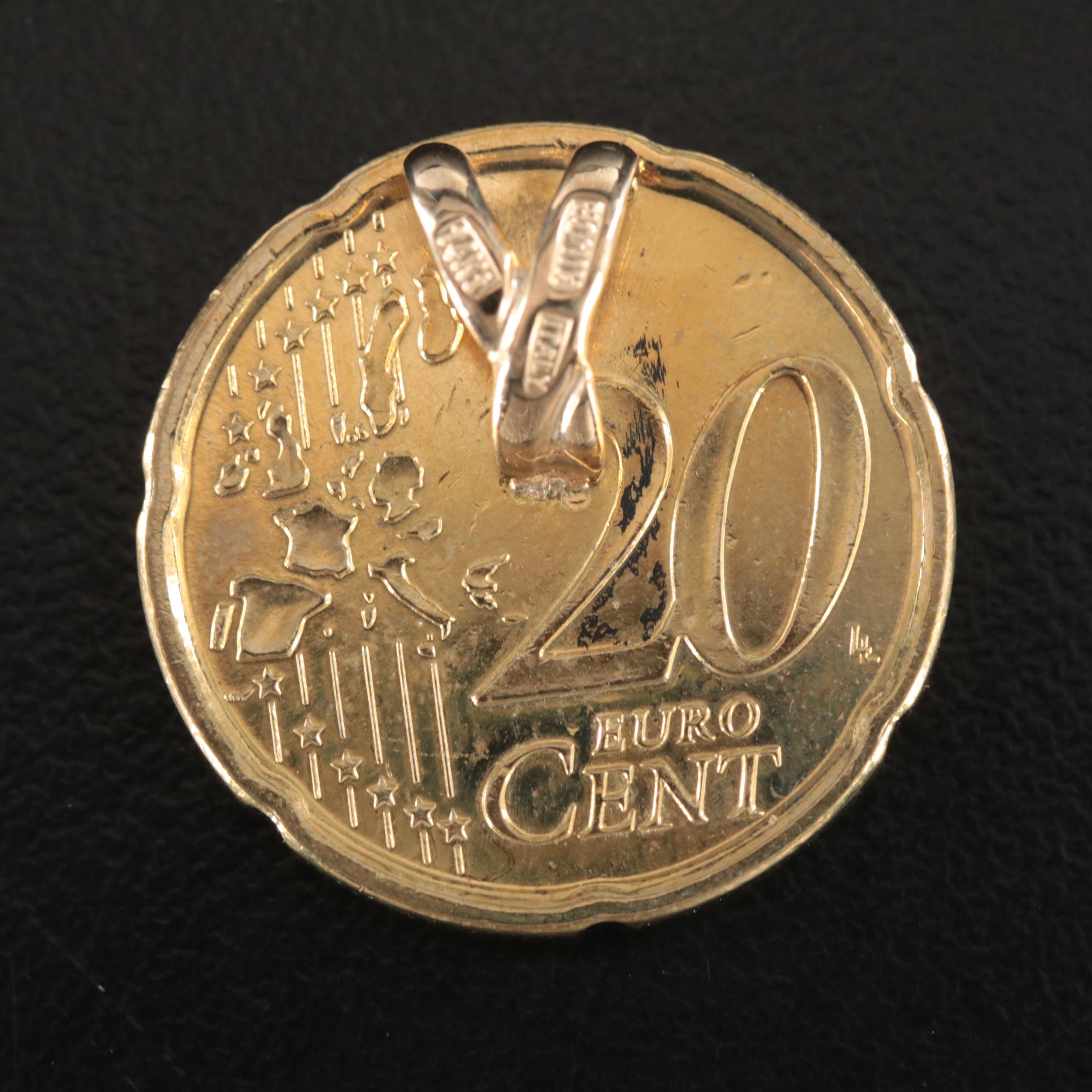 1999 France 20-Euro Cent Coin Pendant with 14K