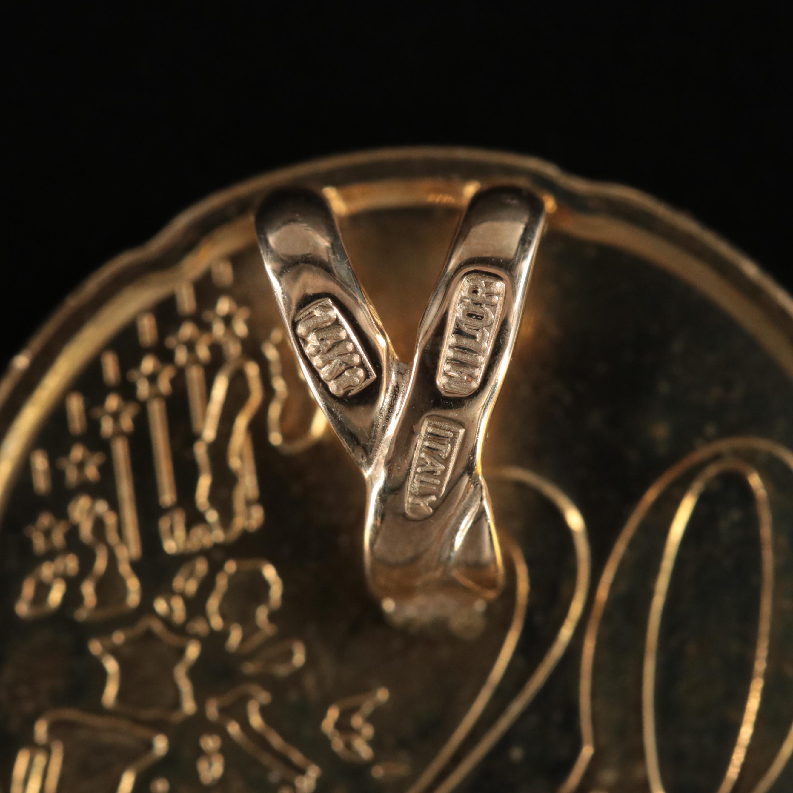 1999 France 20-Euro Cent Coin Pendant with 14K