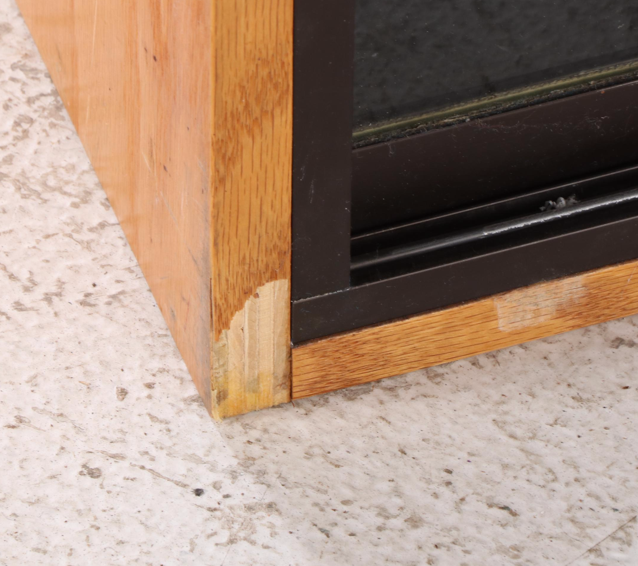 Postmodern Style Oak and Smoke Glass Entertainment Cabinet