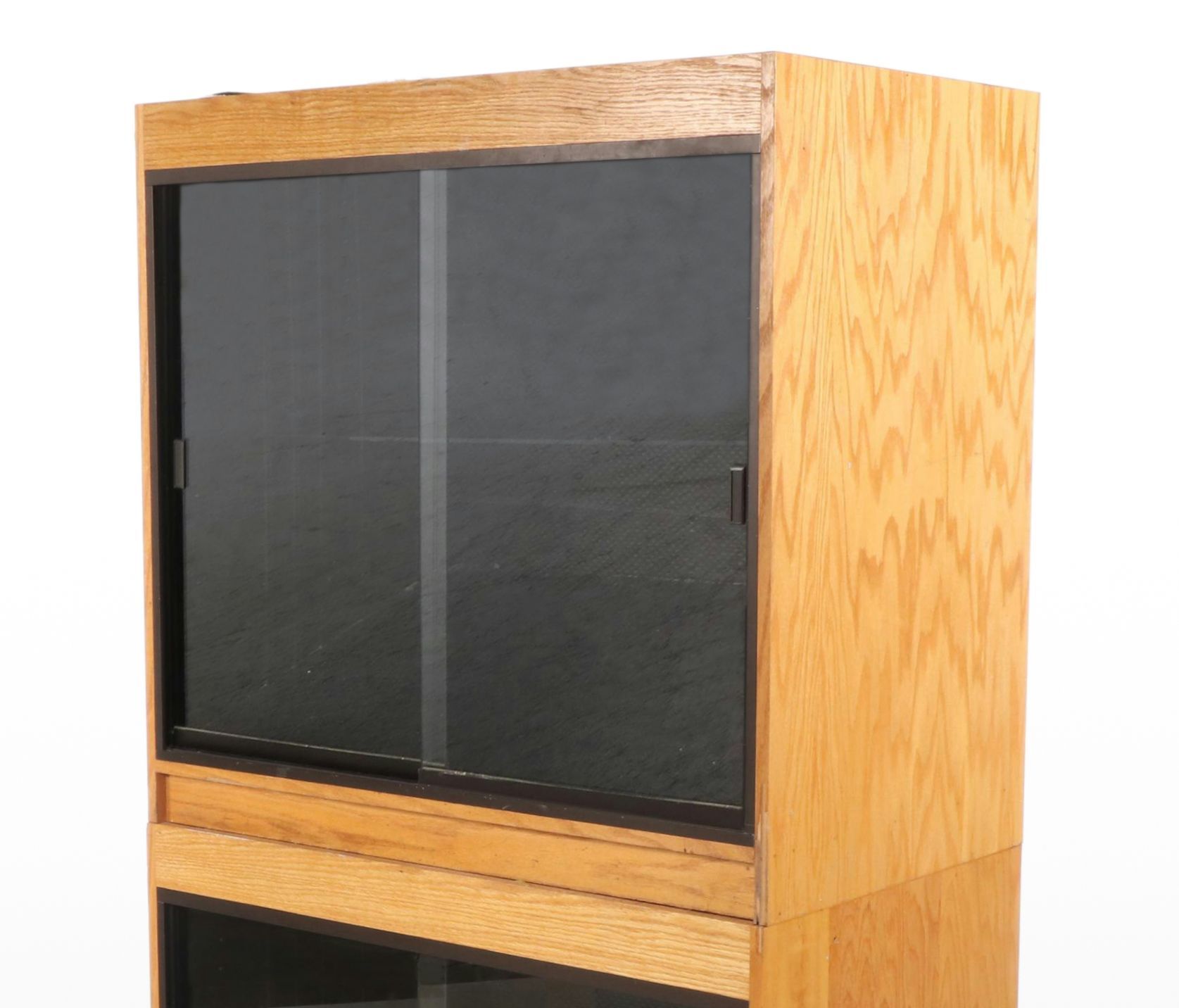 Postmodern Style Oak and Smoke Glass Entertainment Cabinet