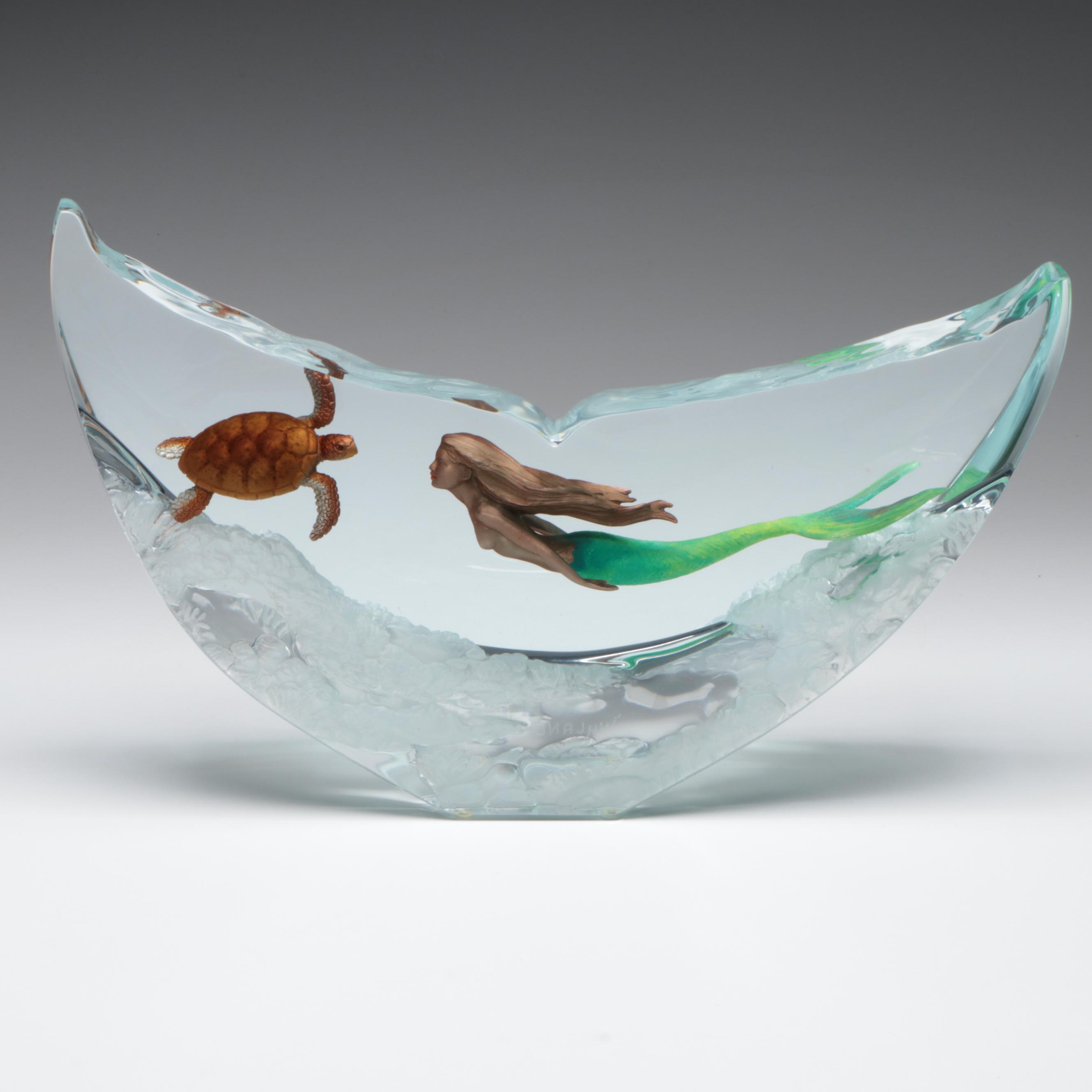 Ltd. Ed. Wyland Galleries "Mermaid and Turtle" Lucite Sculpture, 2007