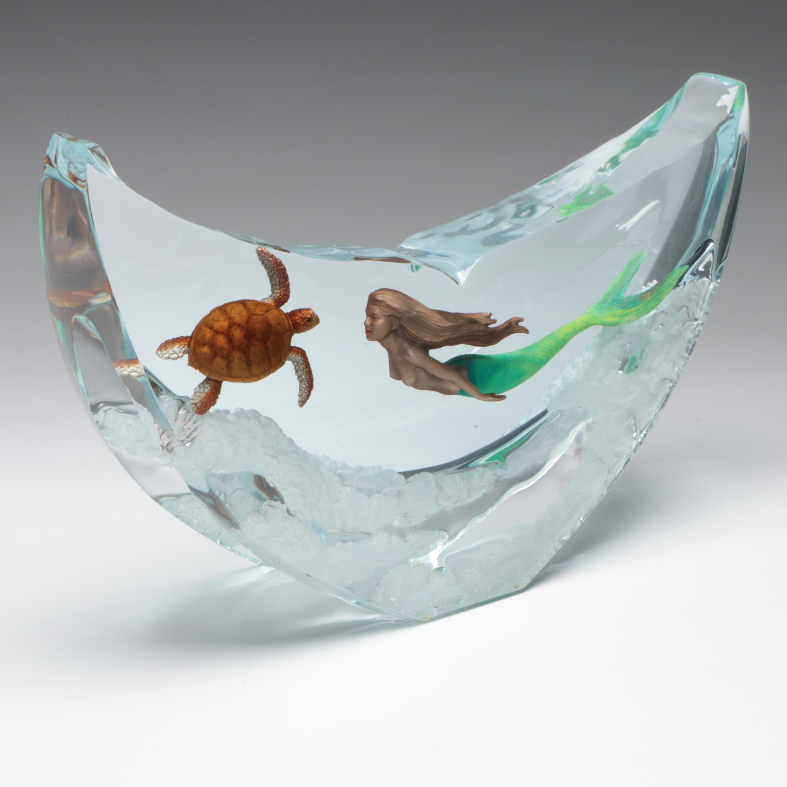 Ltd. Ed. Wyland Galleries "Mermaid and Turtle" Lucite Sculpture, 2007