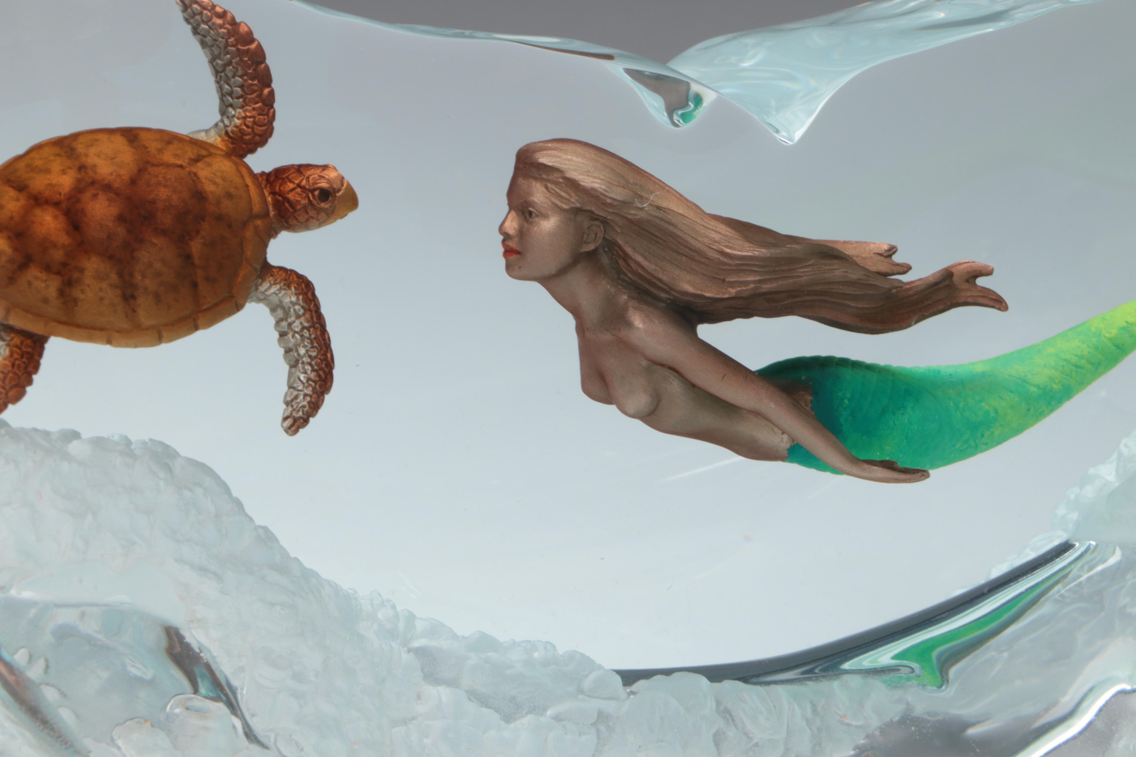 Ltd. Ed. Wyland Galleries "Mermaid and Turtle" Lucite Sculpture, 2007