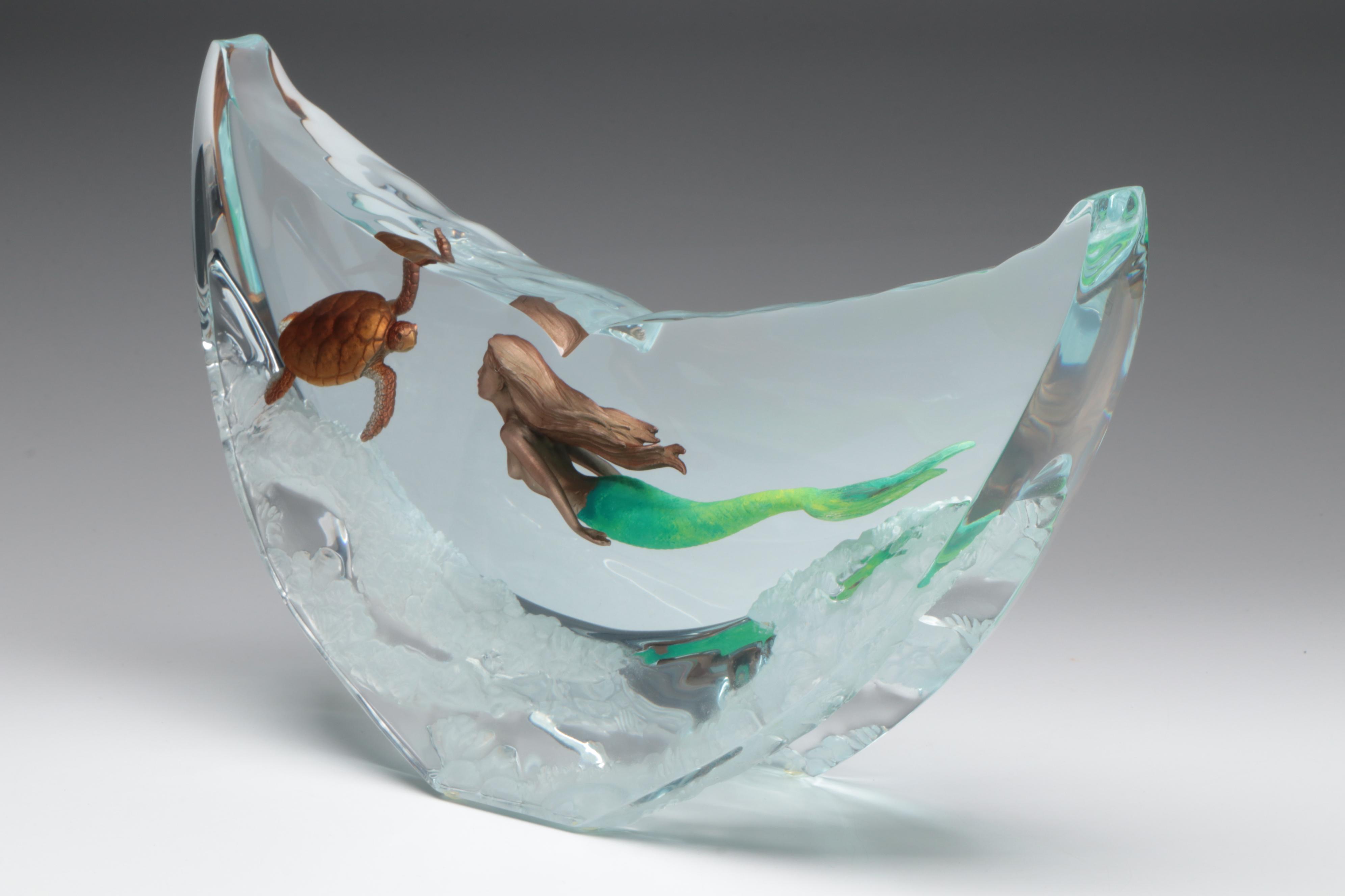 Ltd. Ed. Wyland Galleries "Mermaid and Turtle" Lucite Sculpture, 2007