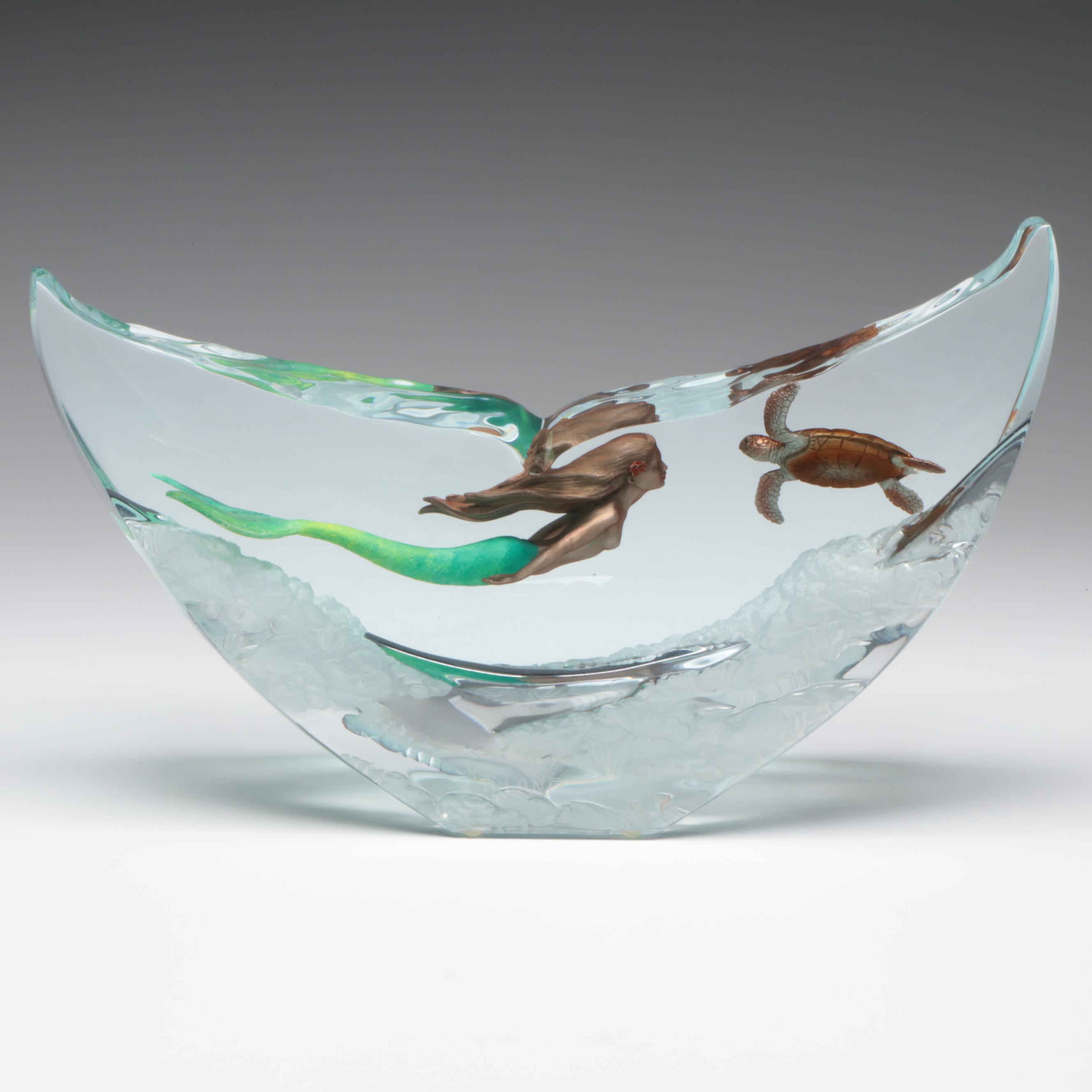 Ltd. Ed. Wyland Galleries "Mermaid and Turtle" Lucite Sculpture, 2007