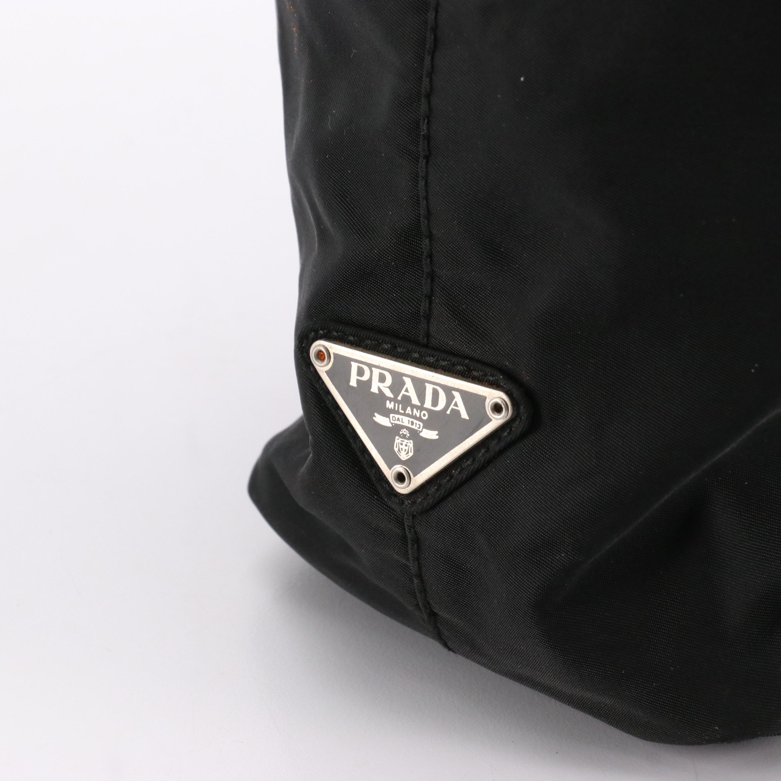 Prada Black Tessuto Nylon Tote with Clear Acrylic Handle