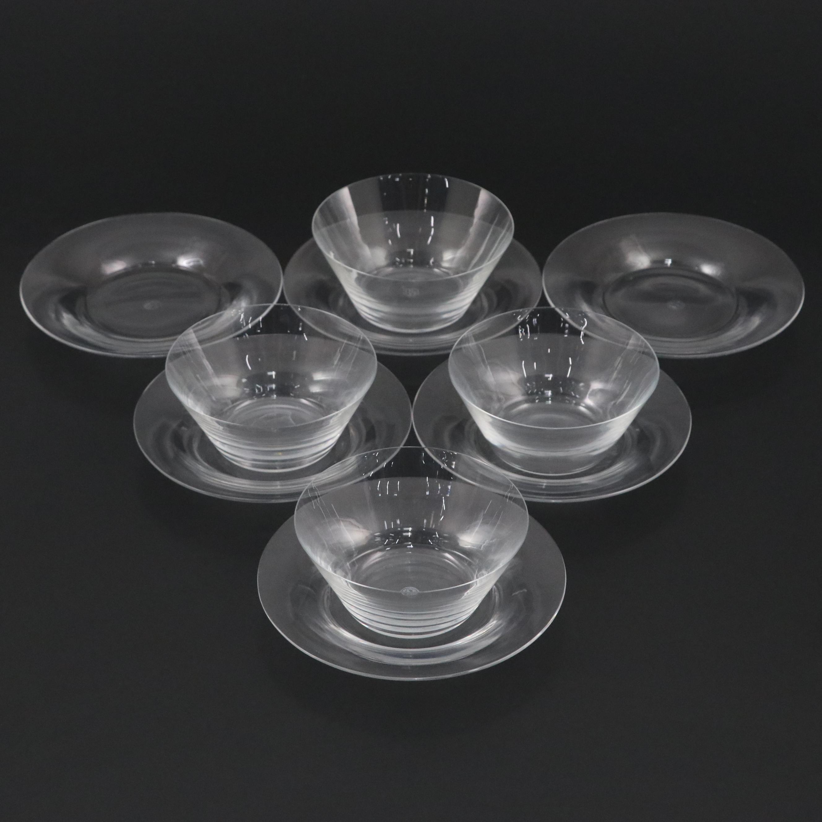 Baccarat Crystal Finger Bowls and Underplates, Late 20th Century