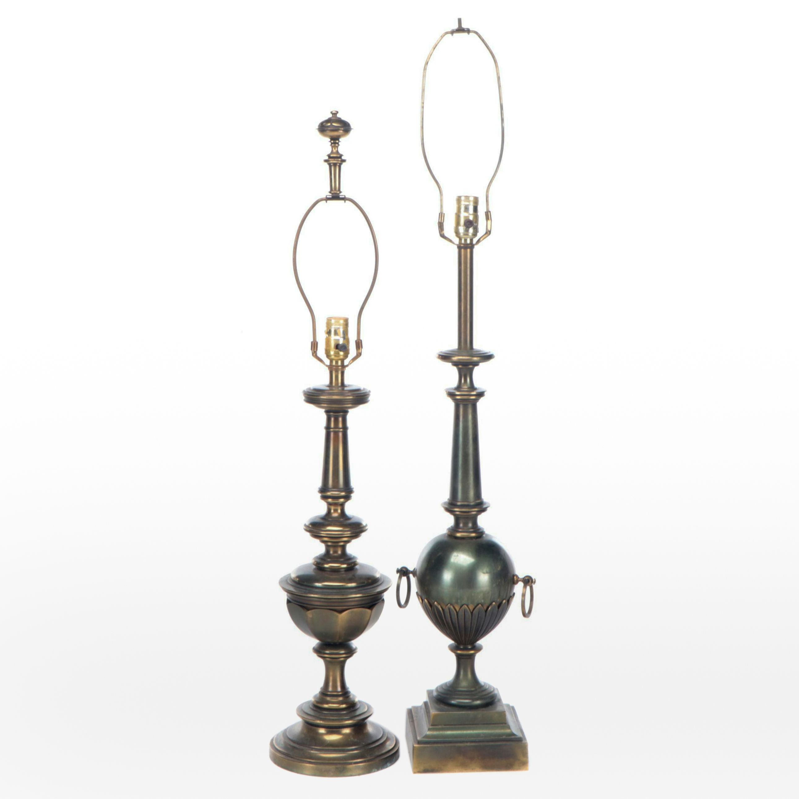 Stiffel Brass Neoclassical Style Urn Table Lamps, Vintage