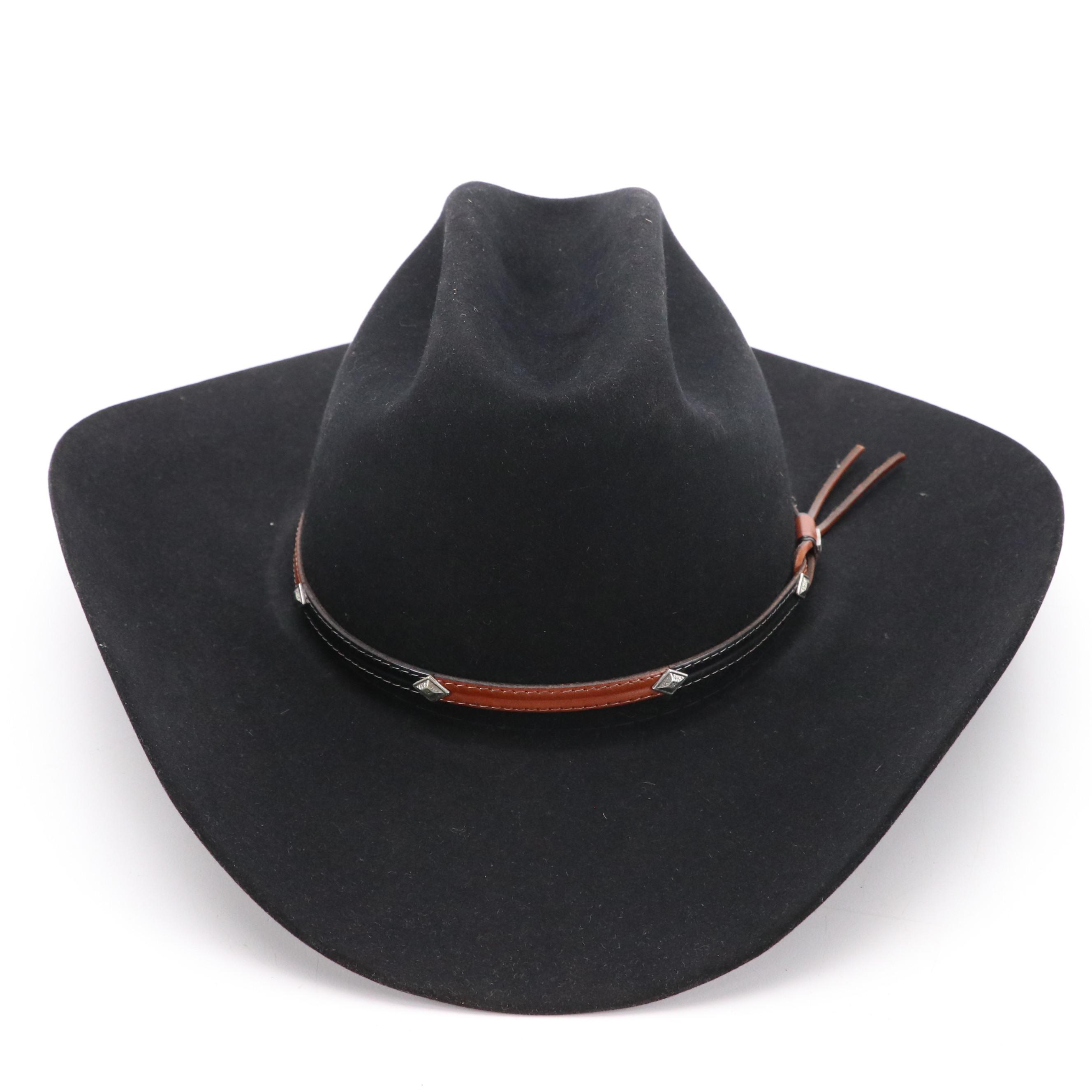 Stetson 4X Beaver Felt Cowboy Hat with Two-Tone Leather Band, Includes Box
