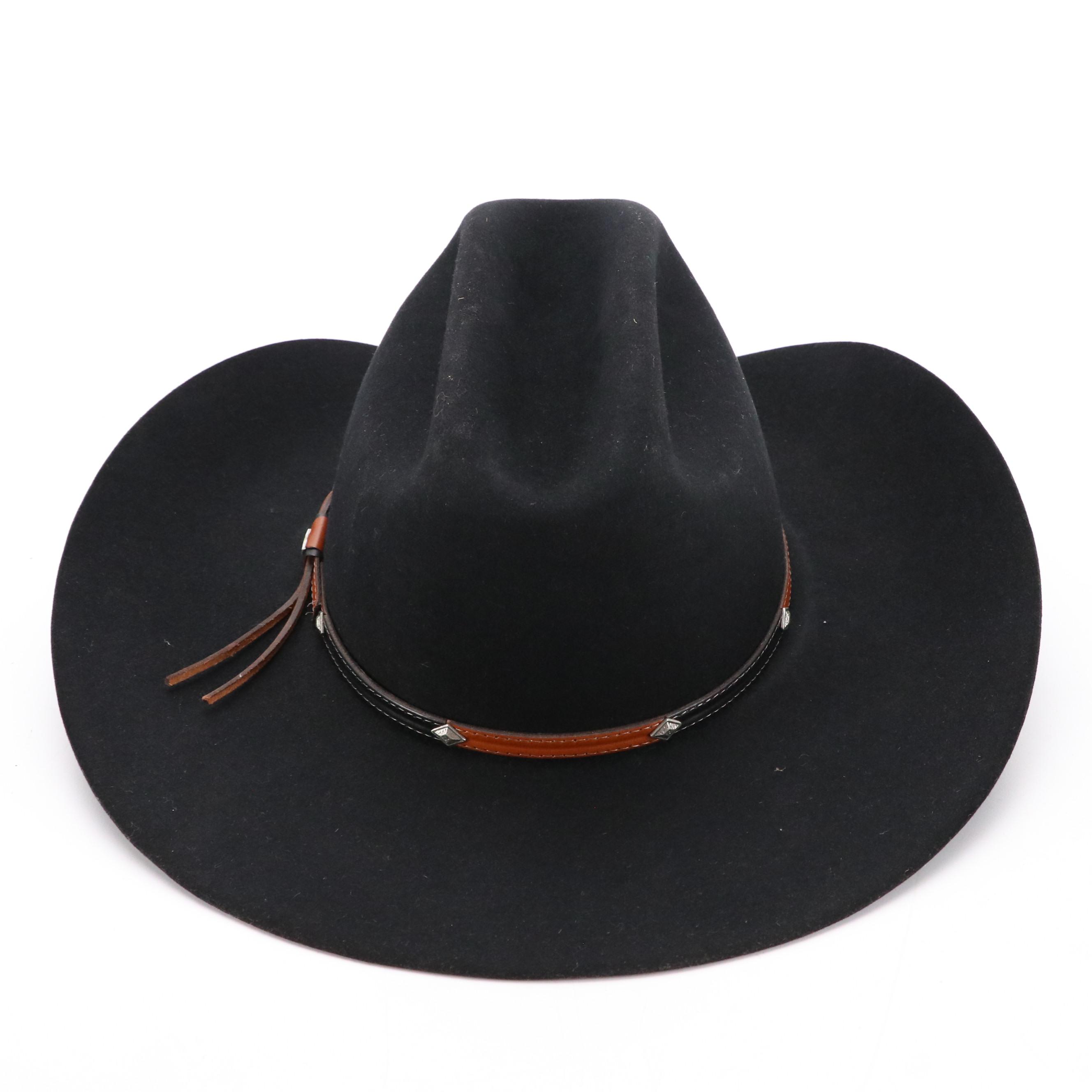 Stetson 4X Beaver Felt Cowboy Hat with Two-Tone Leather Band, Includes Box