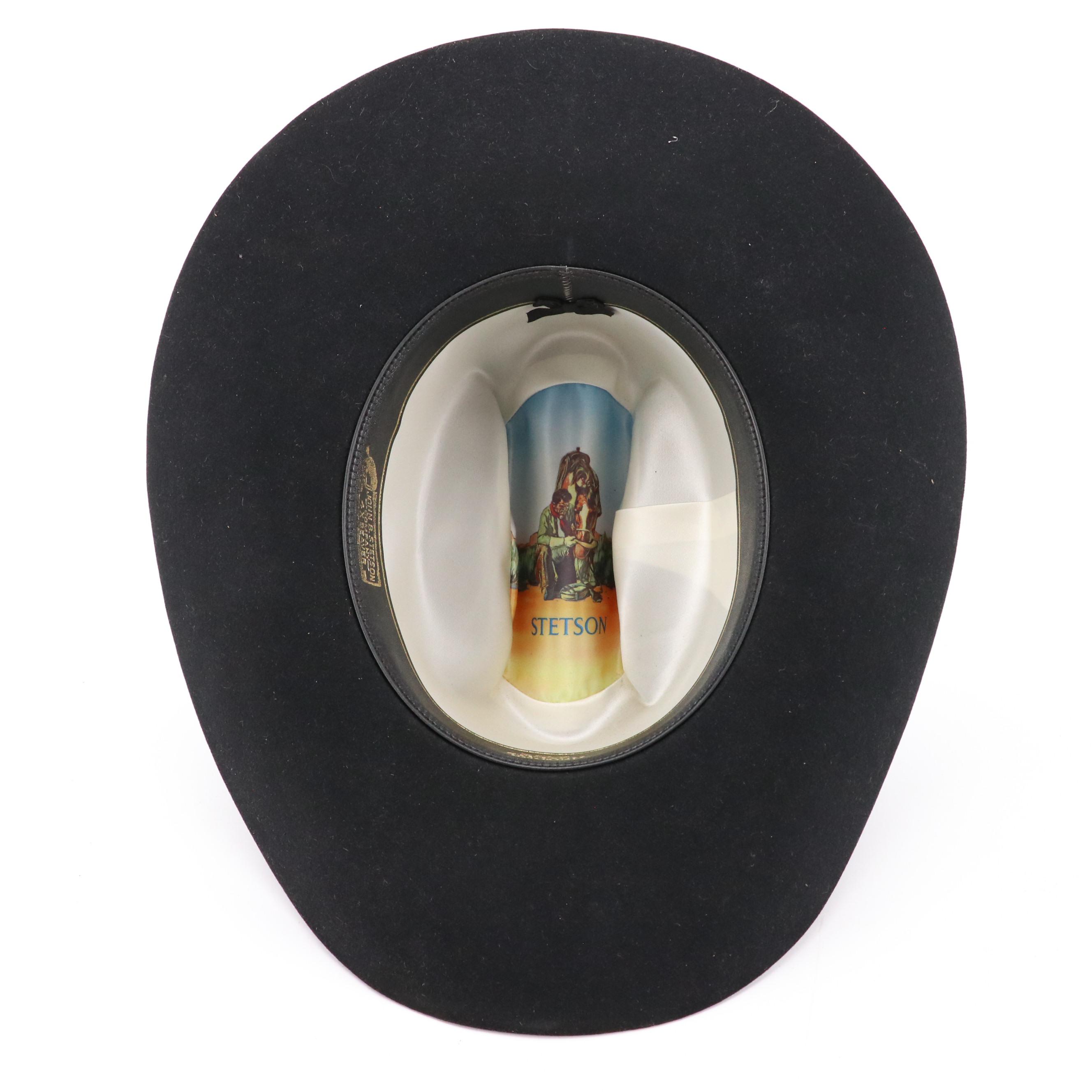 Stetson 4X Beaver Felt Cowboy Hat with Two-Tone Leather Band, Includes Box