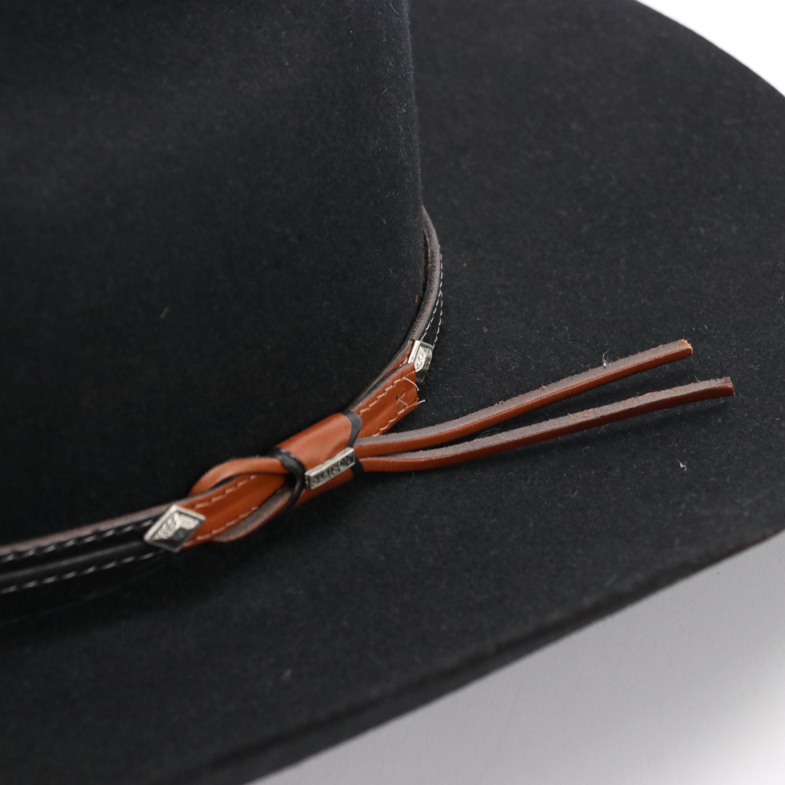 Stetson 4X Beaver Felt Cowboy Hat with Two-Tone Leather Band, Includes Box