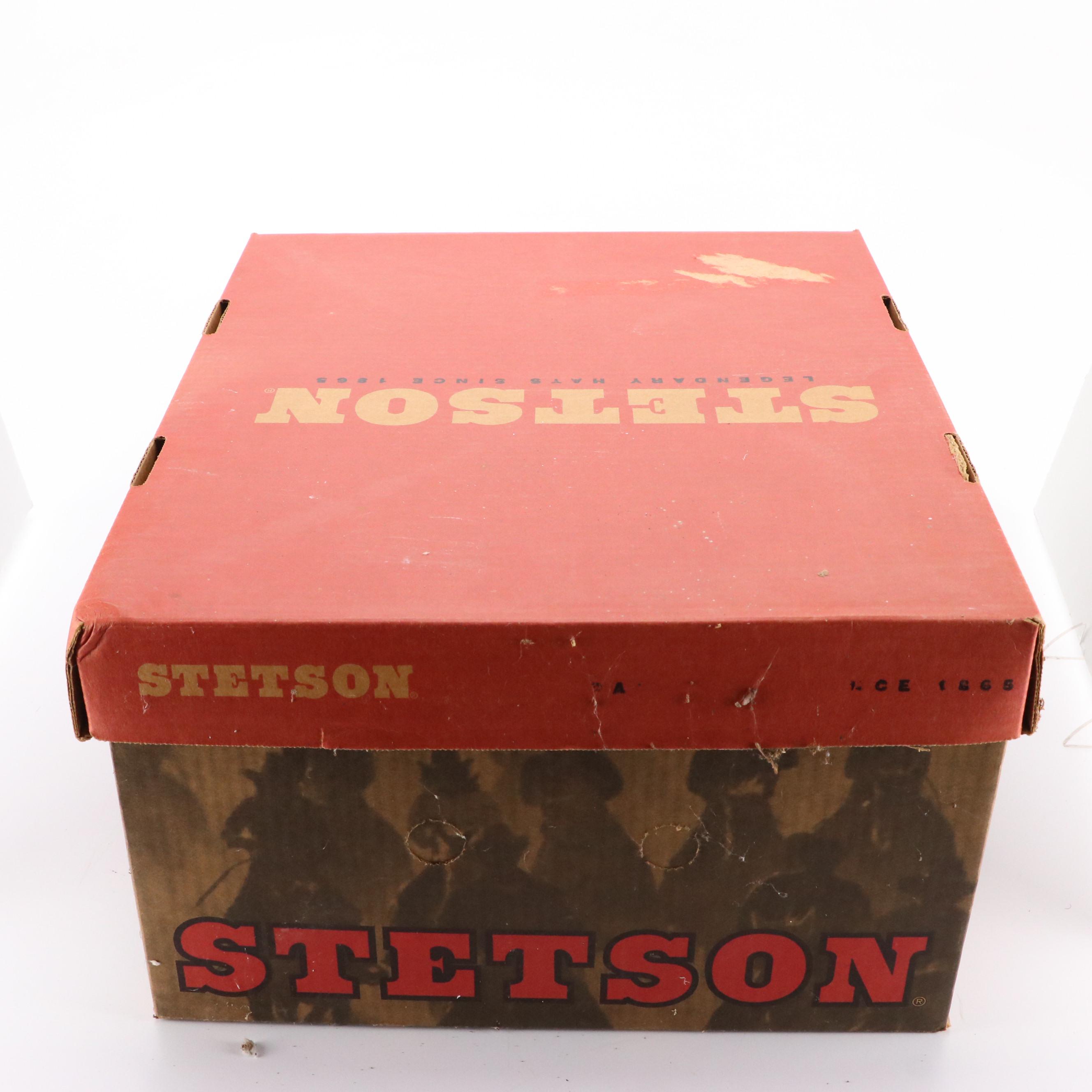 Stetson 4X Beaver Felt Cowboy Hat with Two-Tone Leather Band, Includes Box