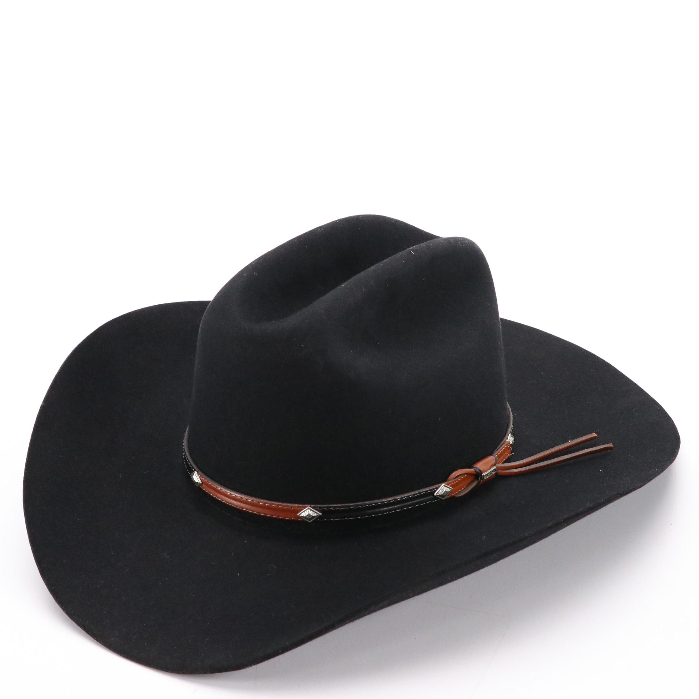 Stetson 4X Beaver Felt Cowboy Hat with Two-Tone Leather Band, Includes Box