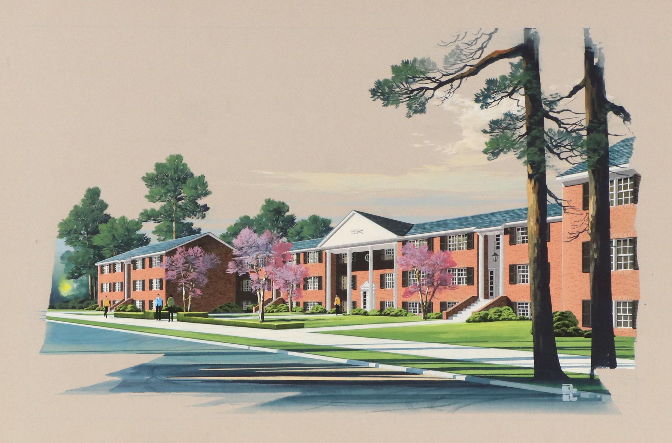 Art Associates Inc. Gouache Illustration Architectural Rendering for