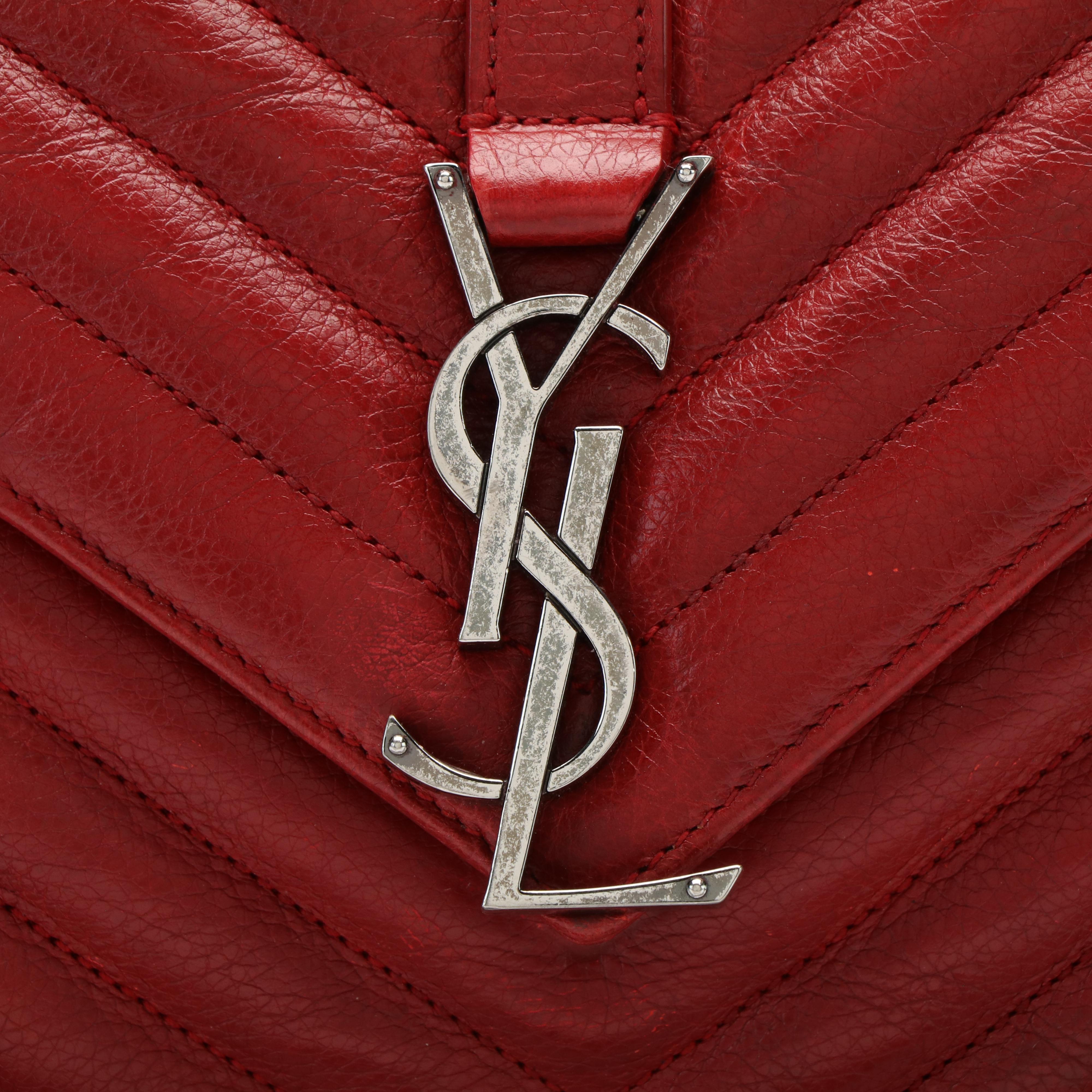 Saint Laurent College Bag in Red Matelassé Sheepskin Leather