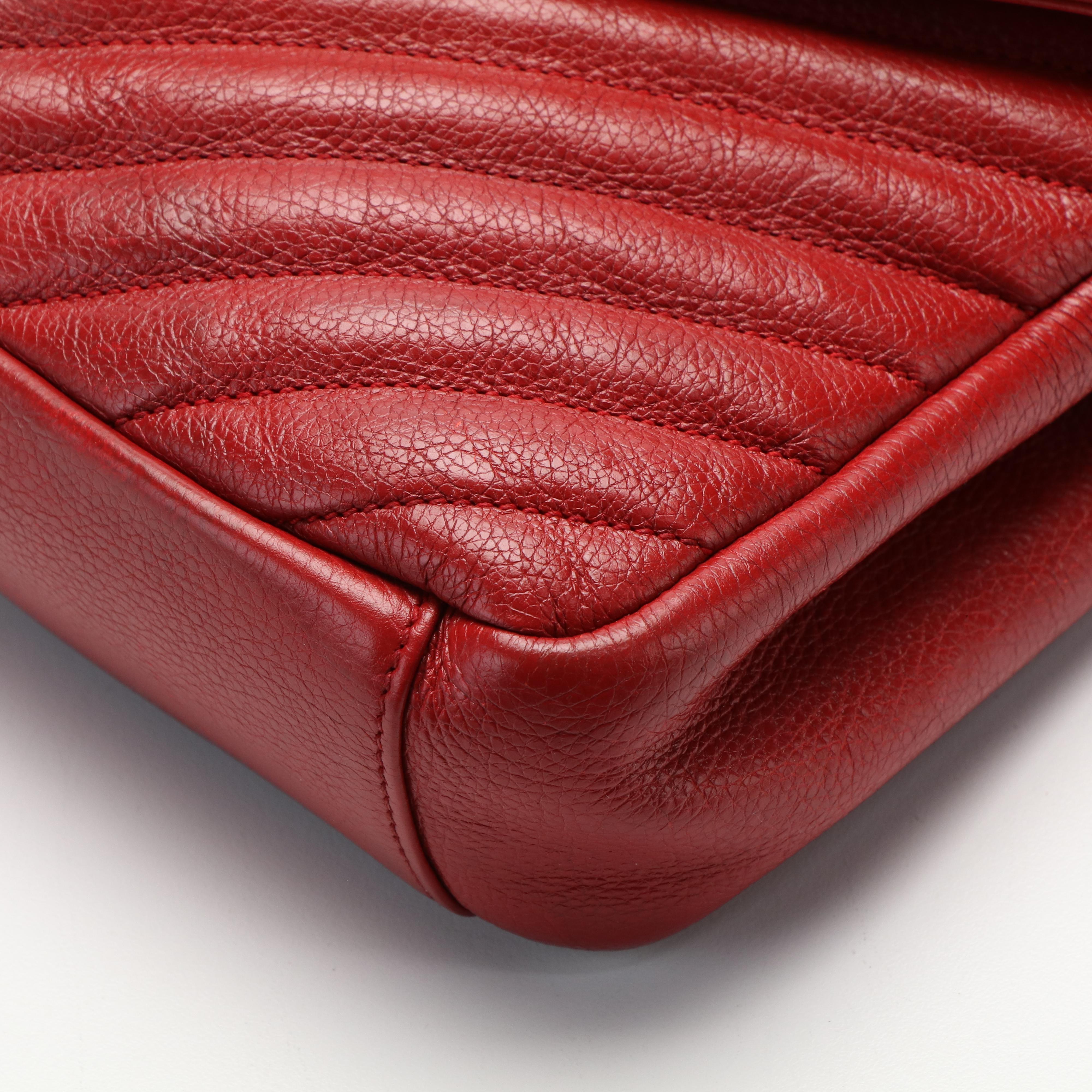 Saint Laurent College Bag in Red Matelassé Sheepskin Leather