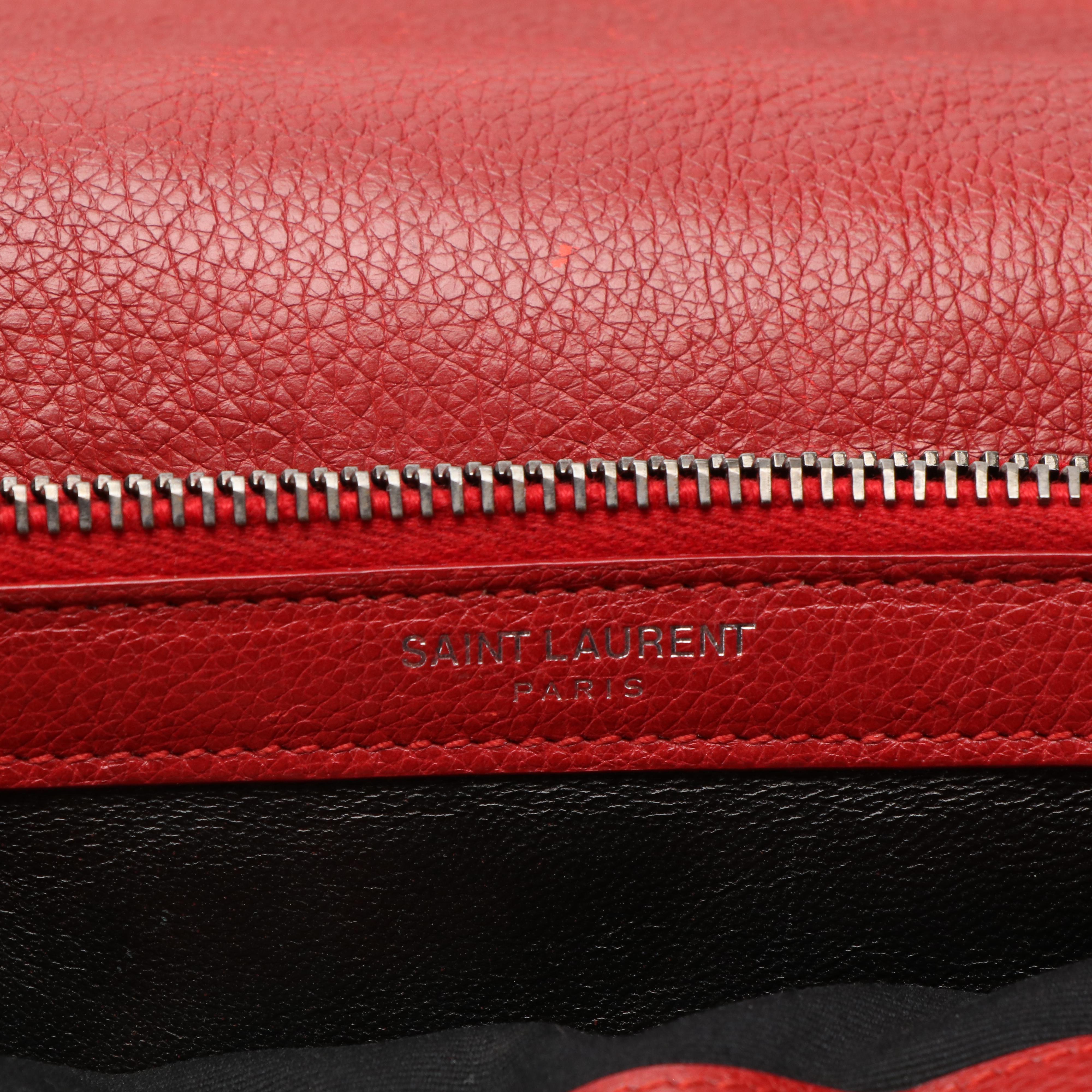 Saint Laurent College Bag in Red Matelassé Sheepskin Leather
