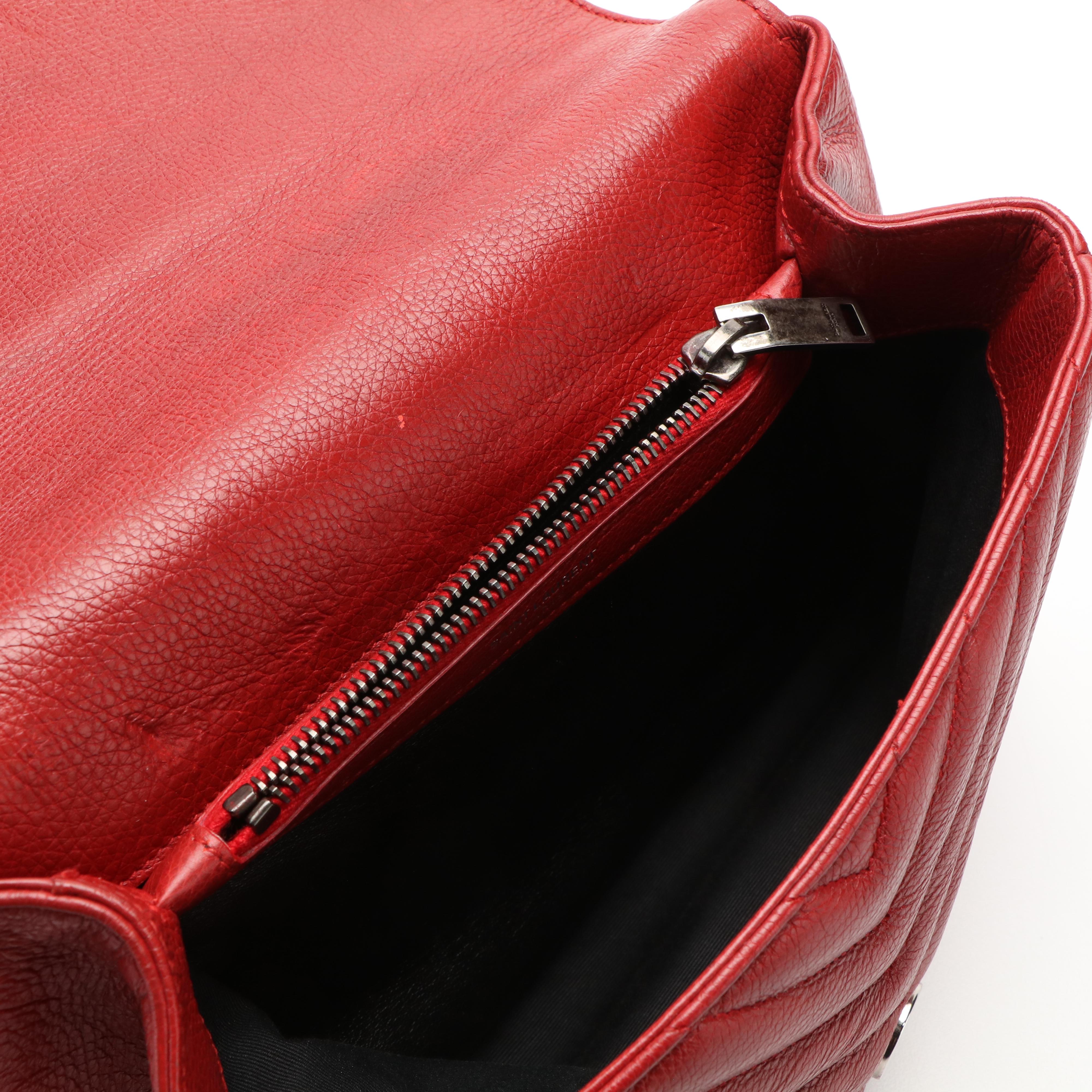 Saint Laurent College Bag in Red Matelassé Sheepskin Leather