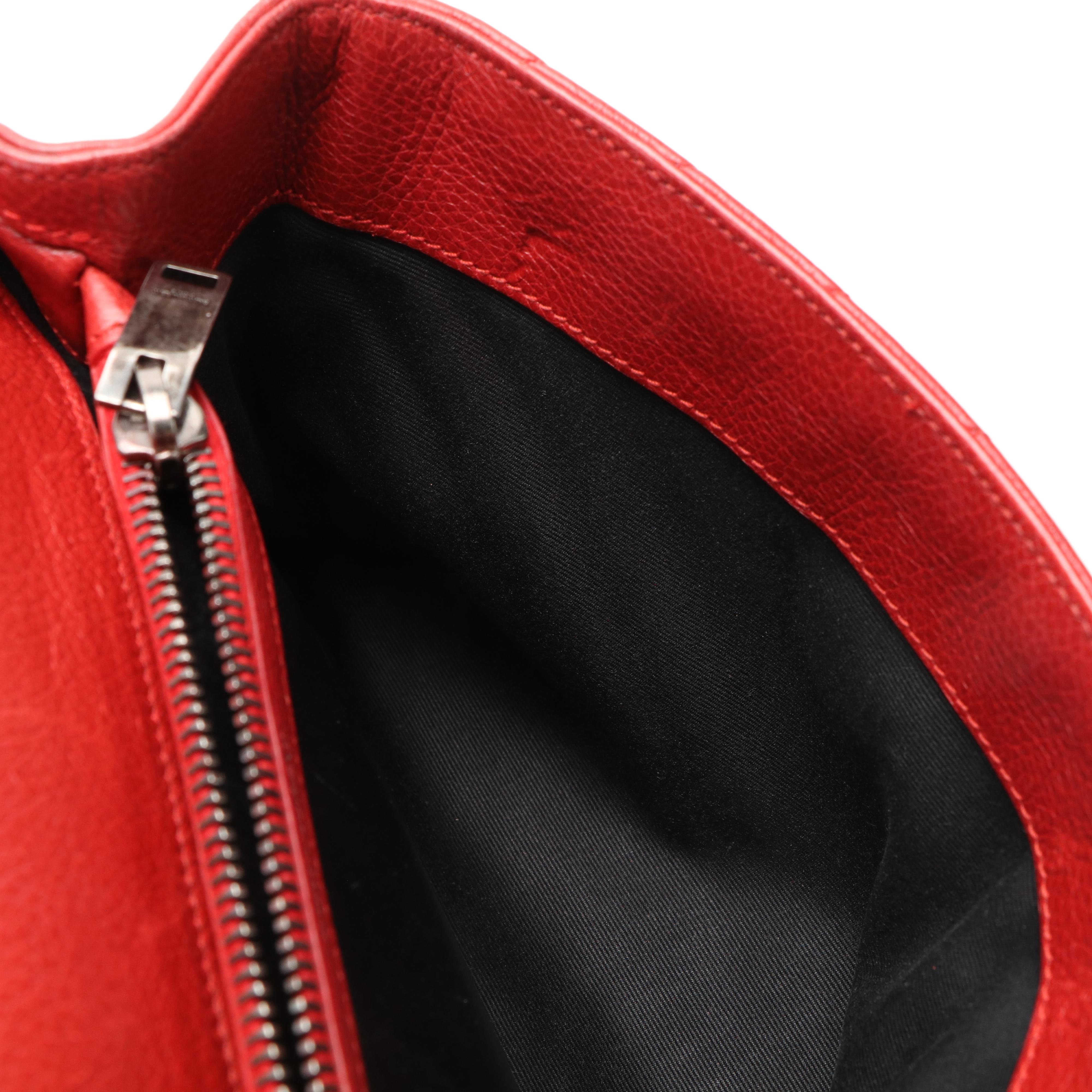 Saint Laurent College Bag in Red Matelassé Sheepskin Leather