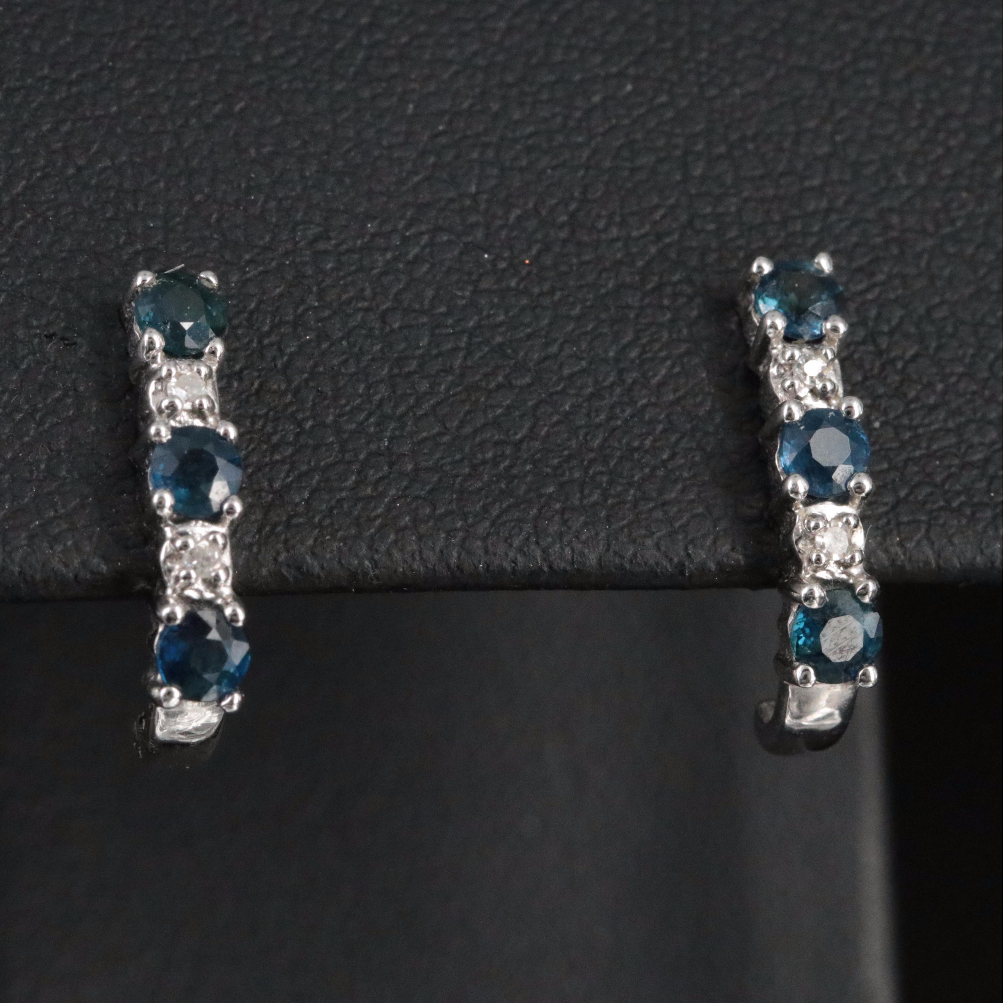 14K Michael C. Fina Sapphire and Diamond J-Hoop Earrings