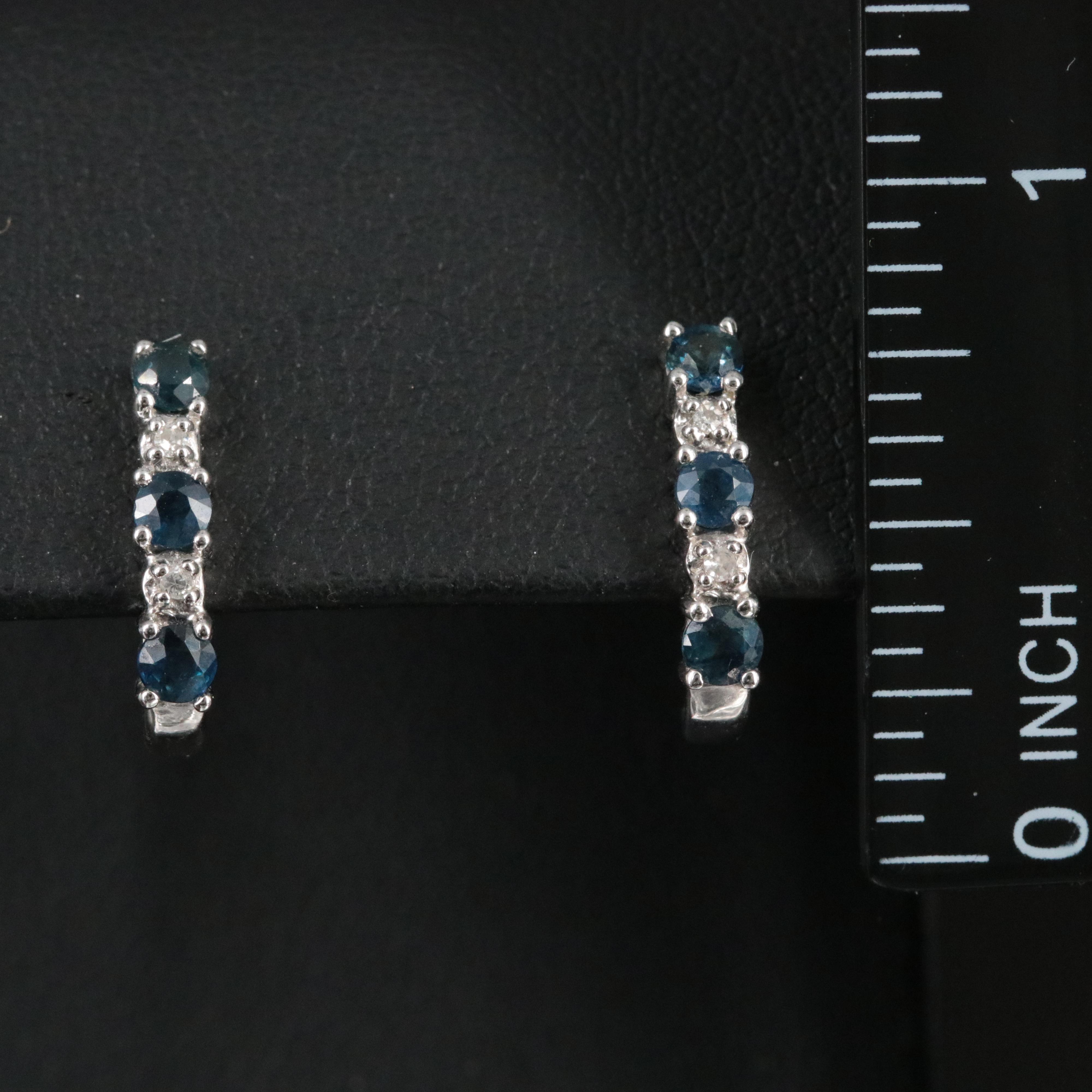 14K Michael C. Fina Sapphire and Diamond J-Hoop Earrings