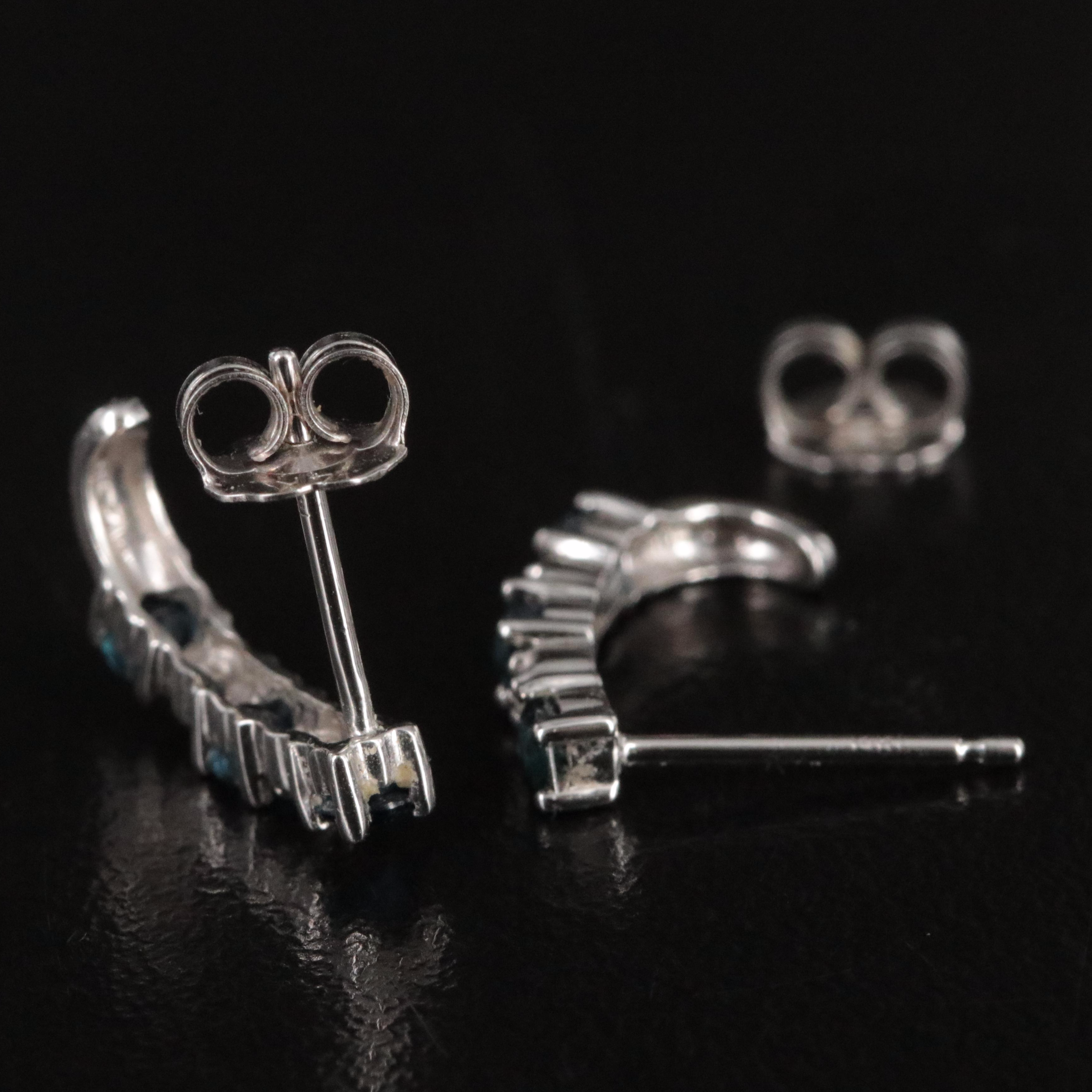 14K Michael C. Fina Sapphire and Diamond J-Hoop Earrings