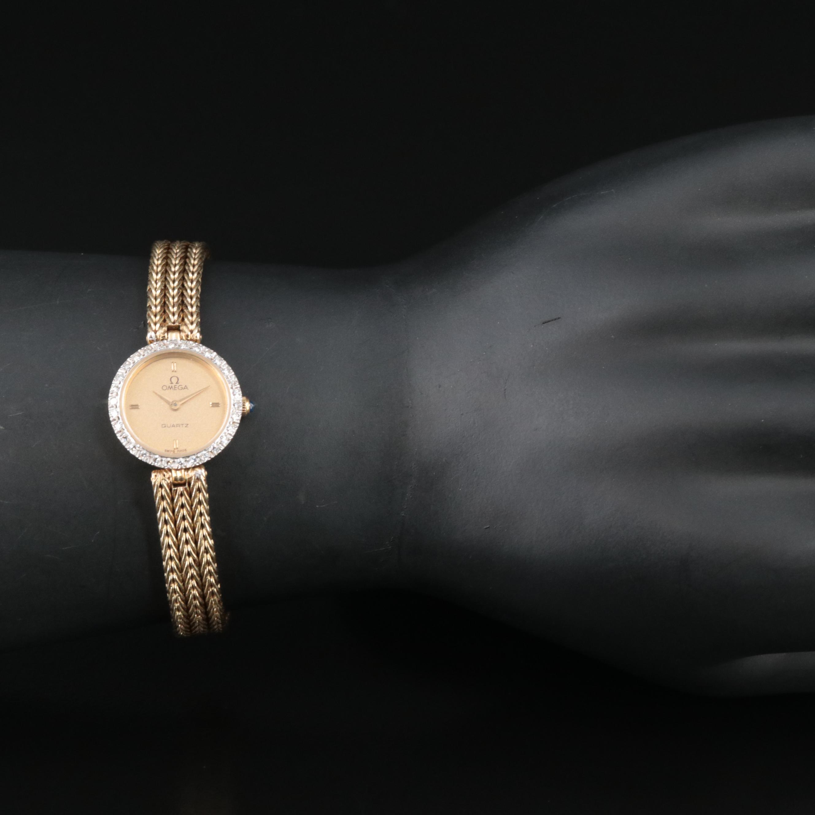 14K Omega Diamond Watch