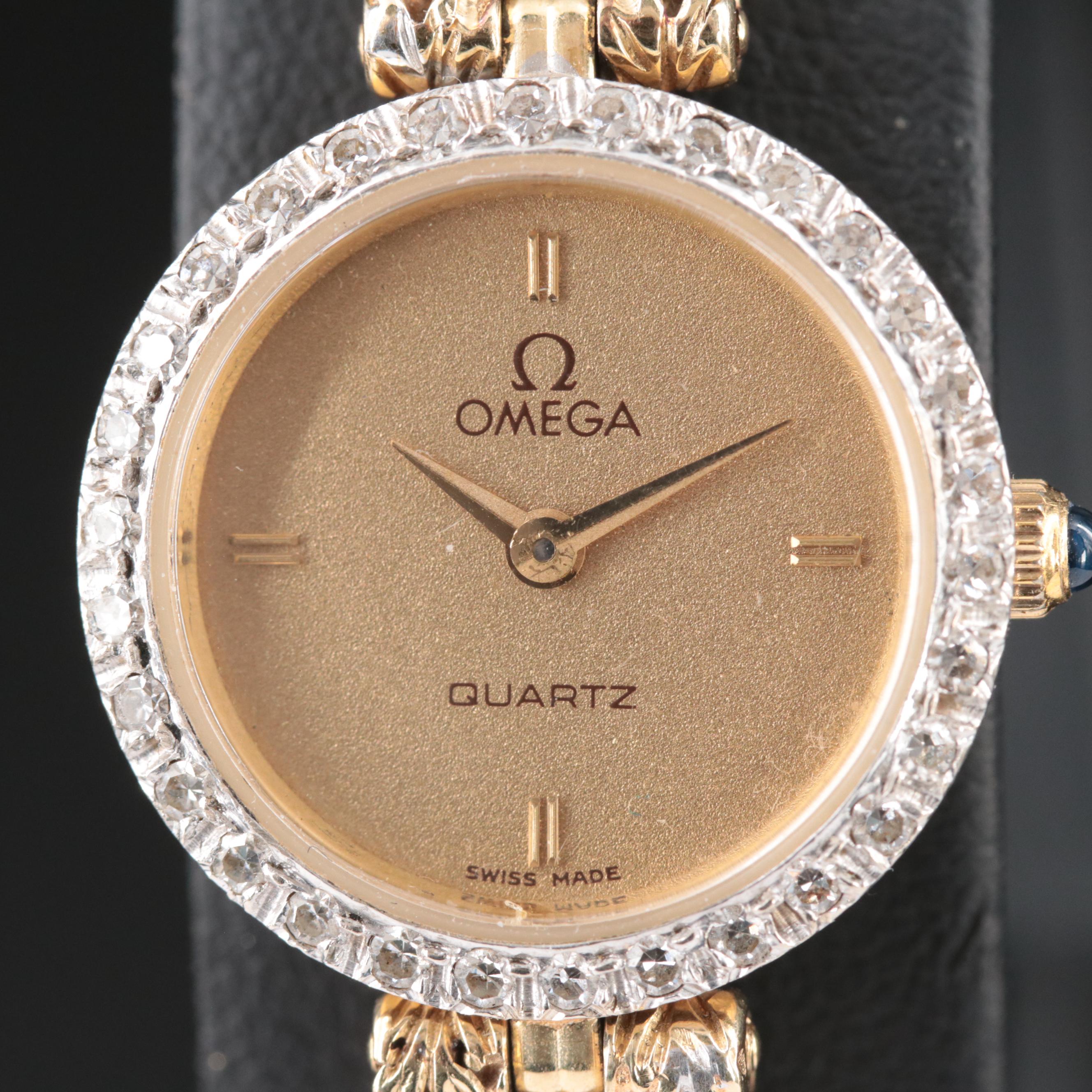 14K Omega Diamond Watch