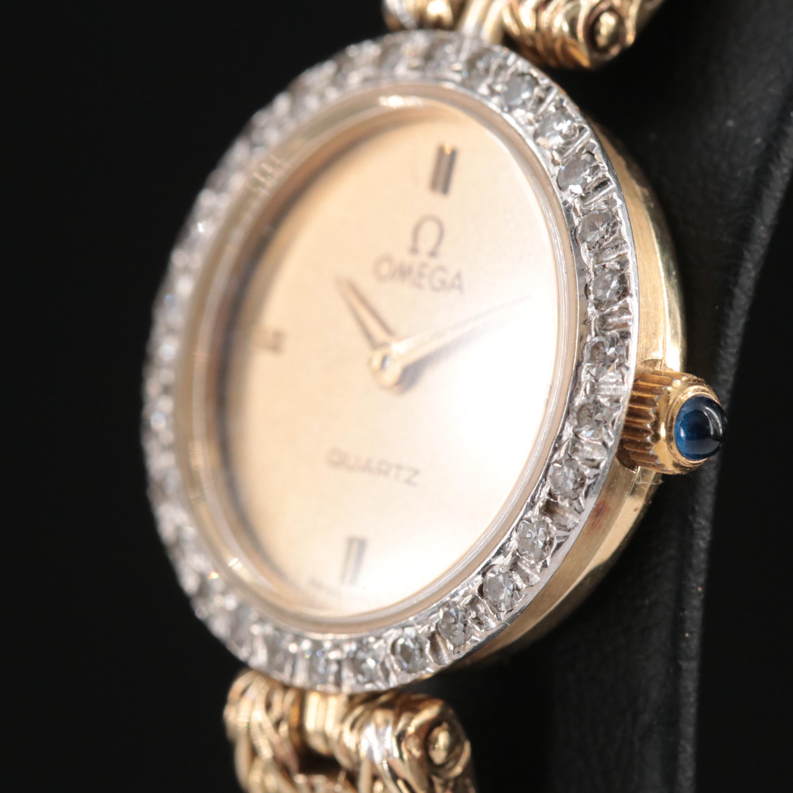 14K Omega Diamond Watch