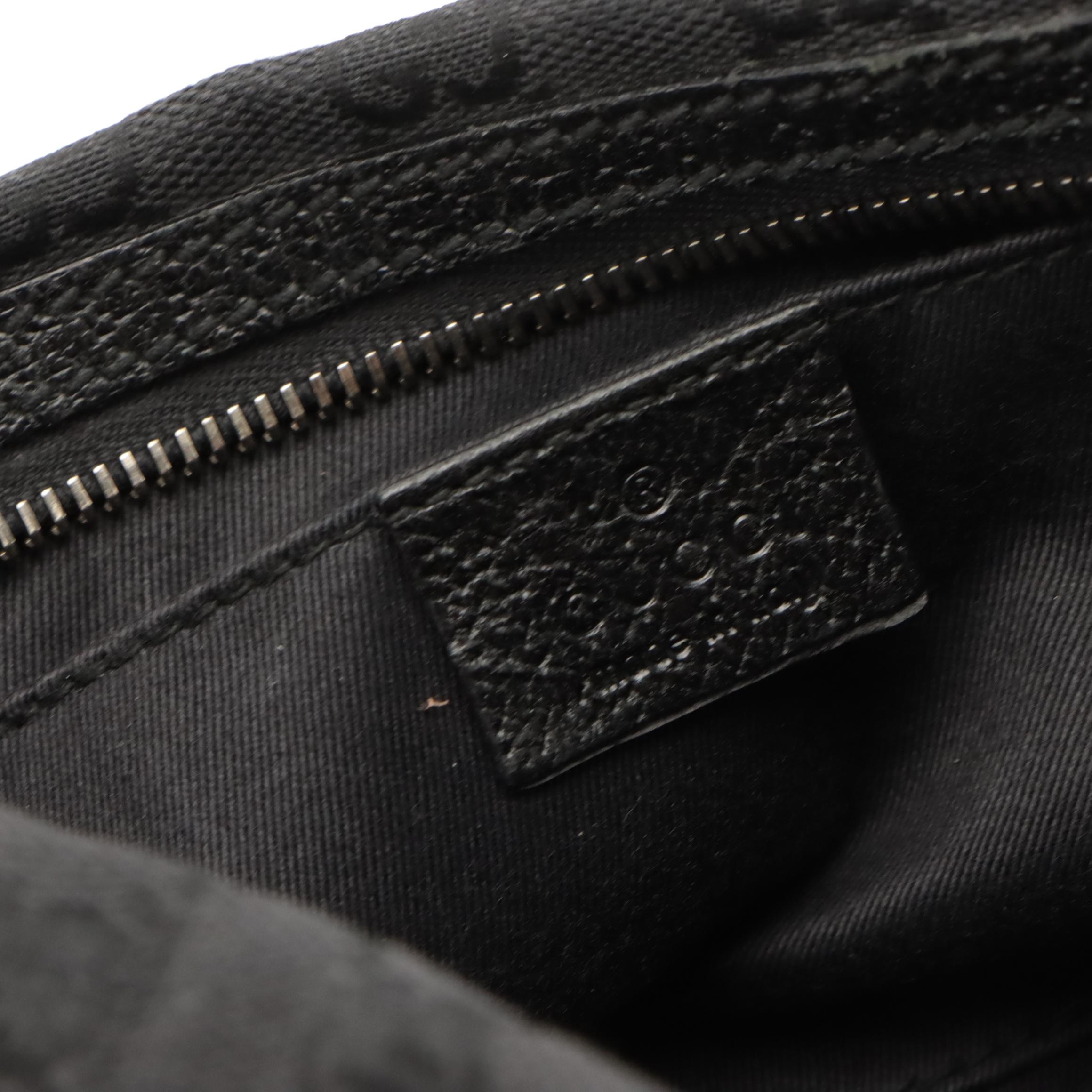 Gucci Mini Boston Bag in Black GG Canvas and Leather Trim