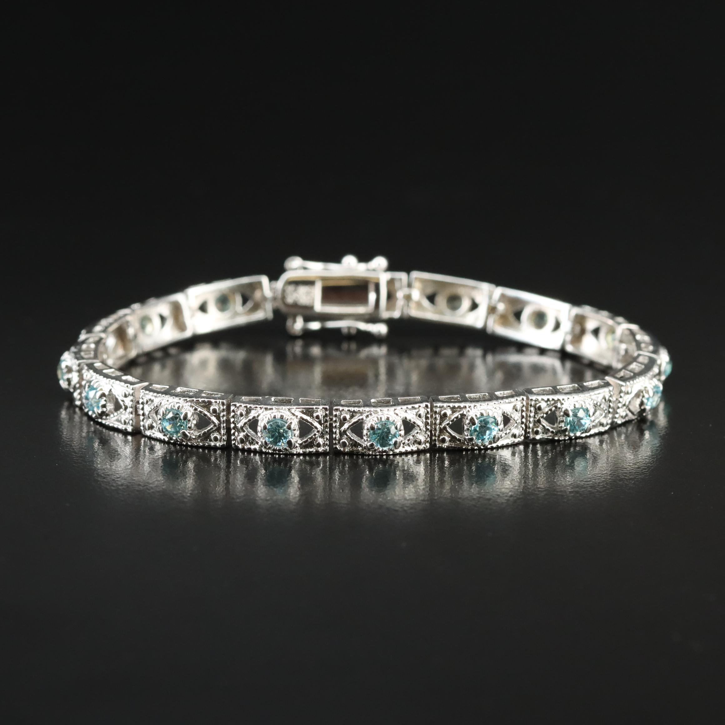 Sterling Sky Blue Topaz Line Bracelet