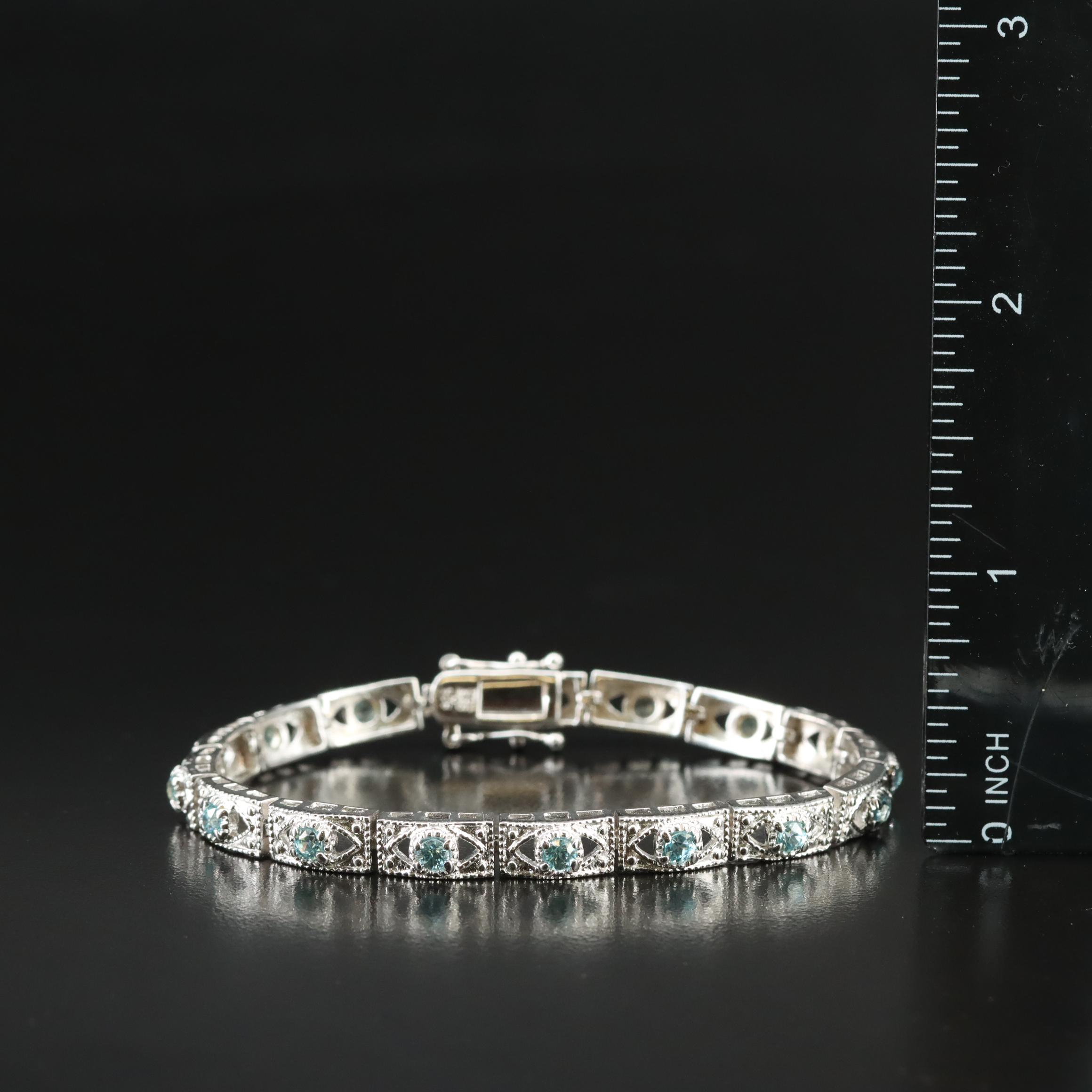 Sterling Sky Blue Topaz Line Bracelet