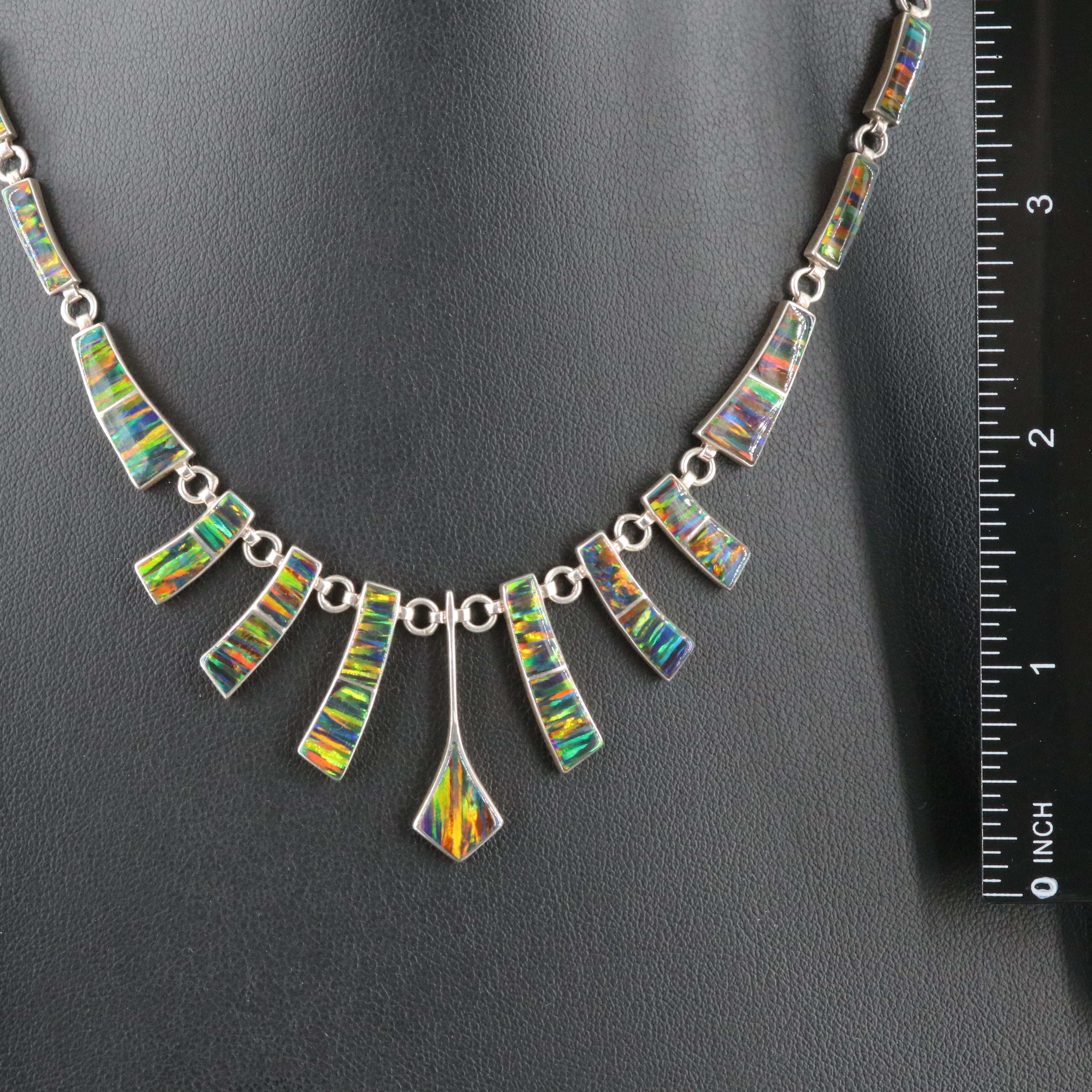 Mexican Montero 950 Silver Opal Necklace